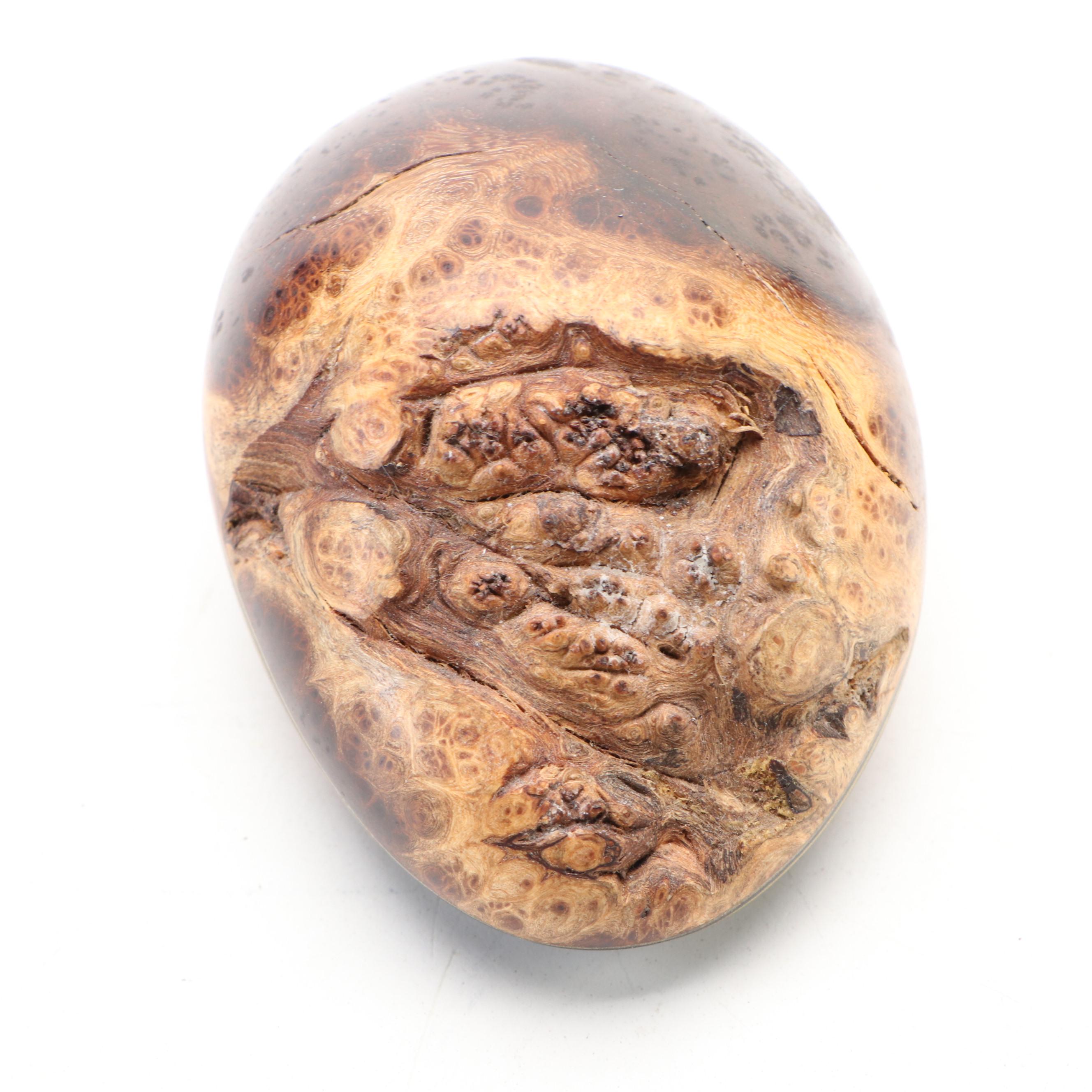 Turned Burl Wood Bowl with Carved Animal Figurines and Other Décor