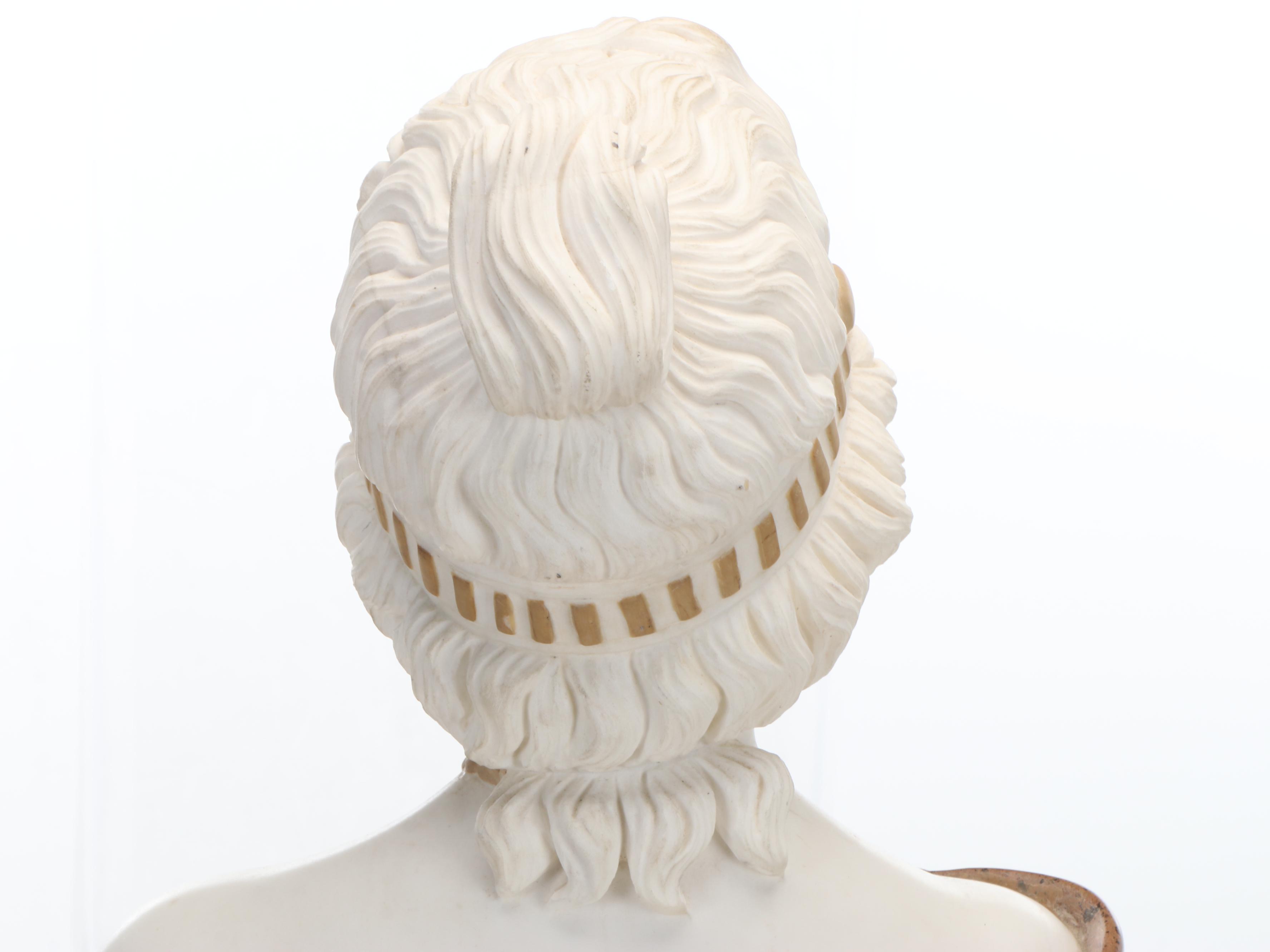 After Emmanuel Villanis "Zora" Marble and Bronze Bust, Early 20th Century