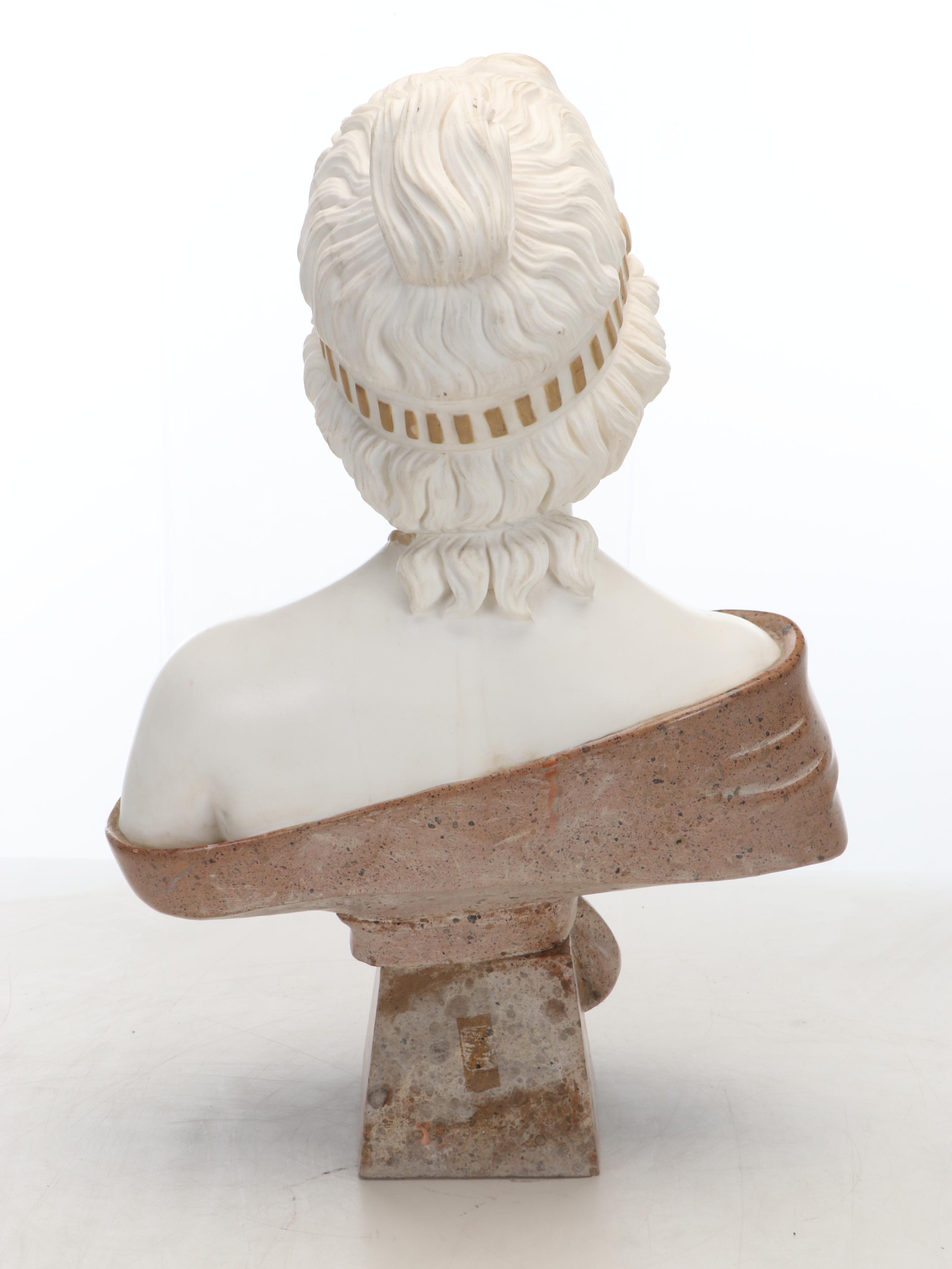 After Emmanuel Villanis "Zora" Marble and Bronze Bust, Early 20th Century