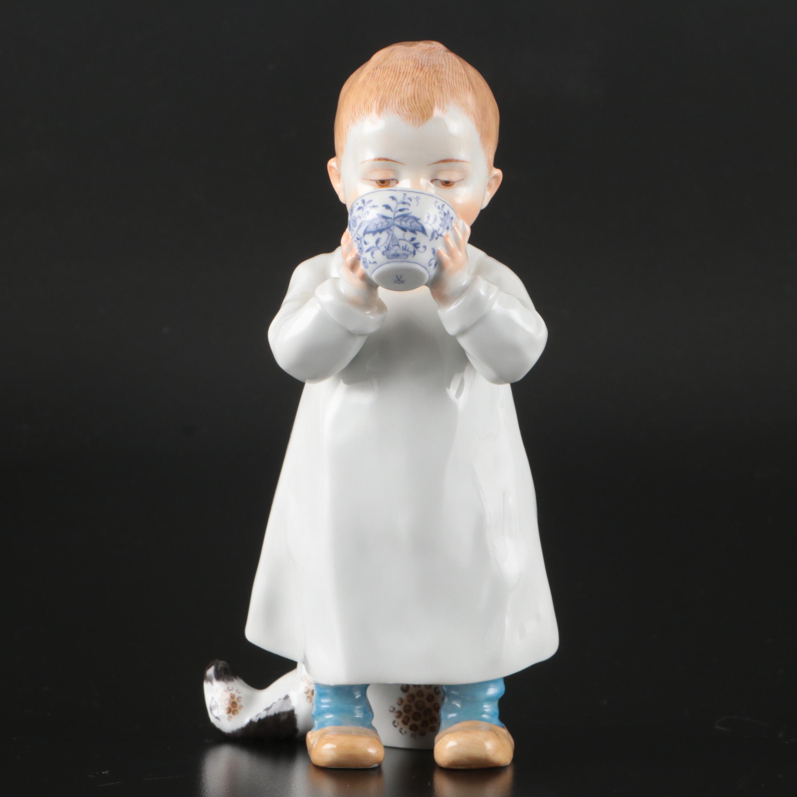 Meissen Porcelain Hentschel Children "Child with Cup" Figurine