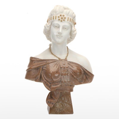 After Emmanuel Villanis "Zora" Marble and Bronze Bust, Early 20th Century After Emmanuel Villanis "Zora" Marble and Bronze Bust, Early 20th Century