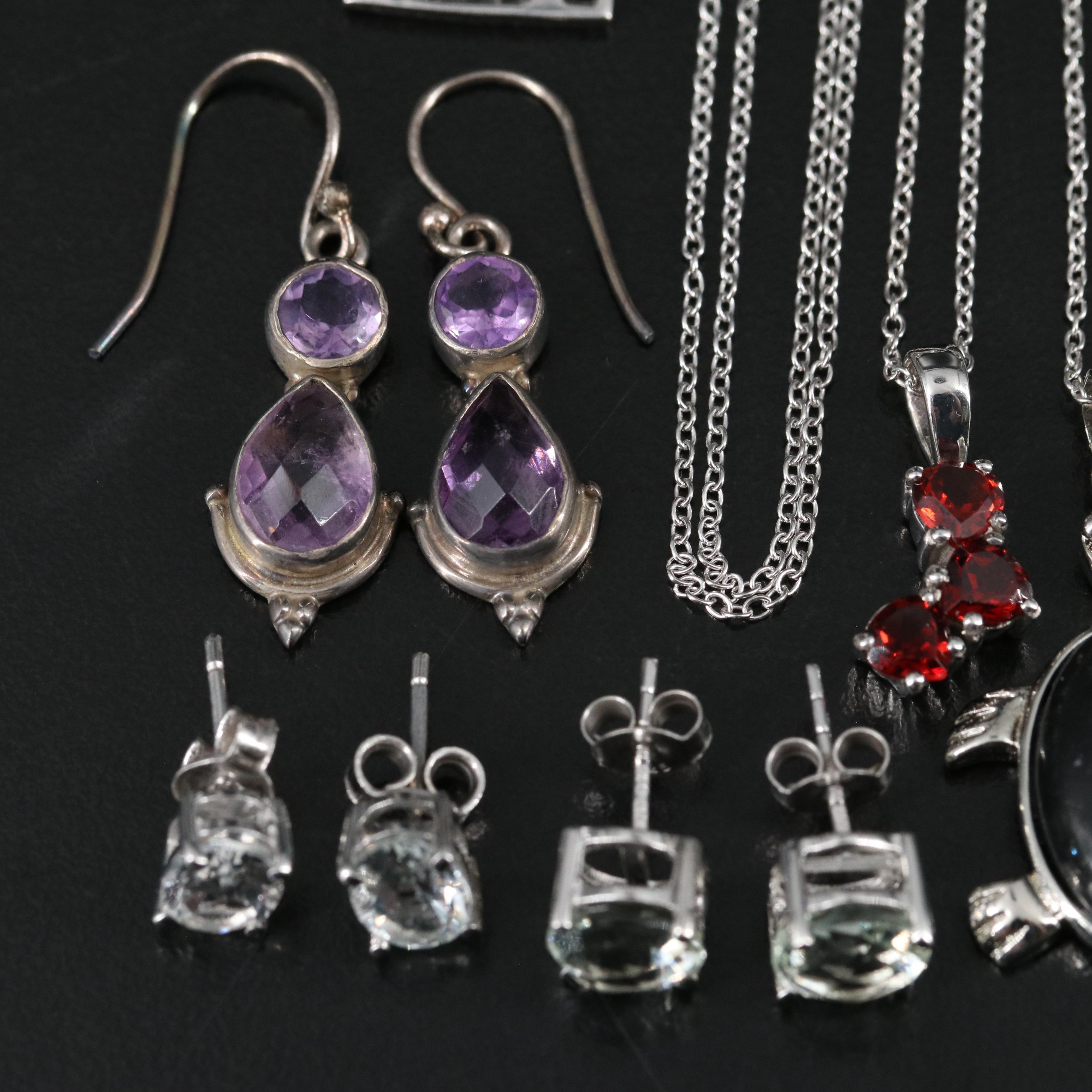 14 Assorted Sterling Silver Rings, Necklaces, Earrings, and Pendants