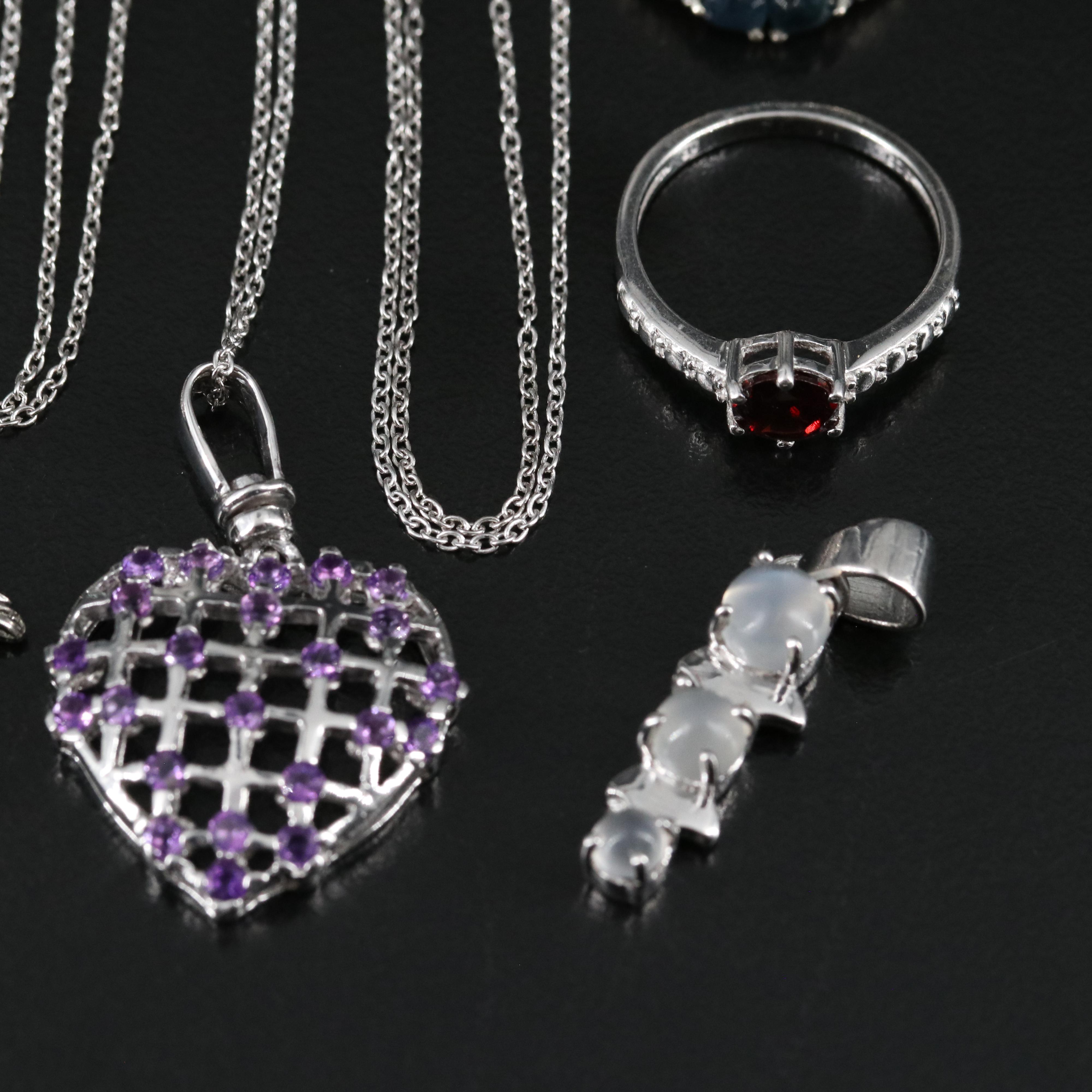 14 Assorted Sterling Silver Rings, Necklaces, Earrings, and Pendants