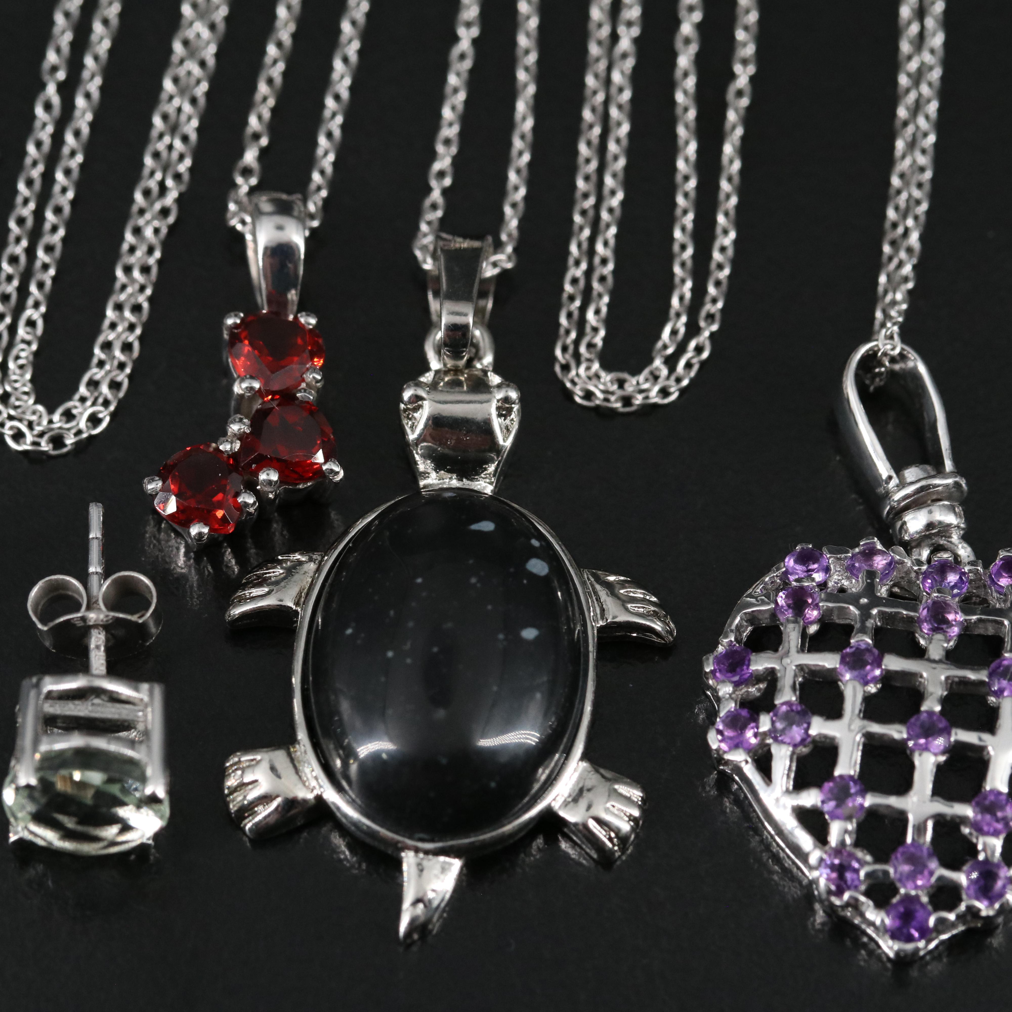 14 Assorted Sterling Silver Rings, Necklaces, Earrings, and Pendants