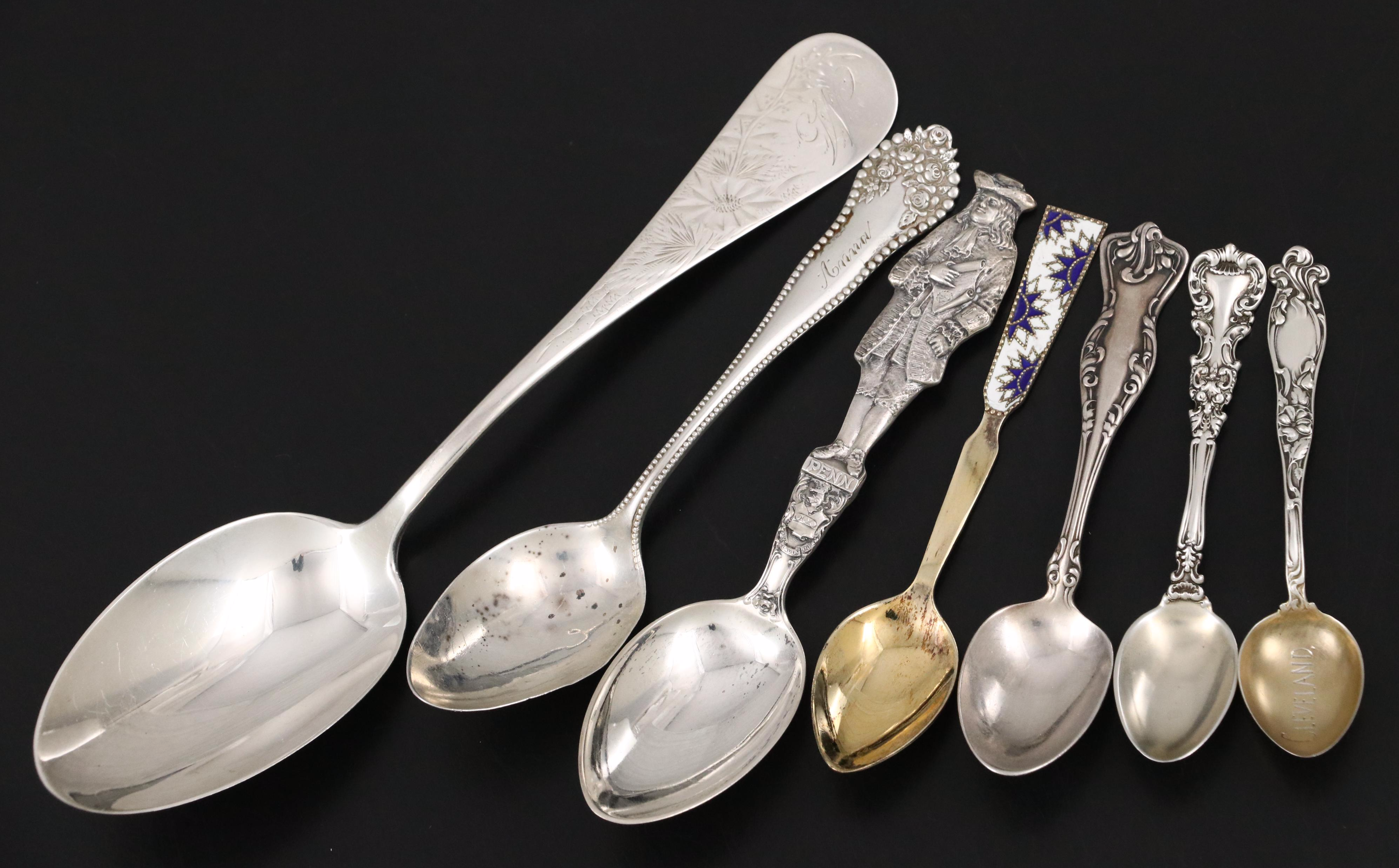 Gorham "Lancaster" and More Sterling Silver Spoons with Russian 800 Silver Spoon