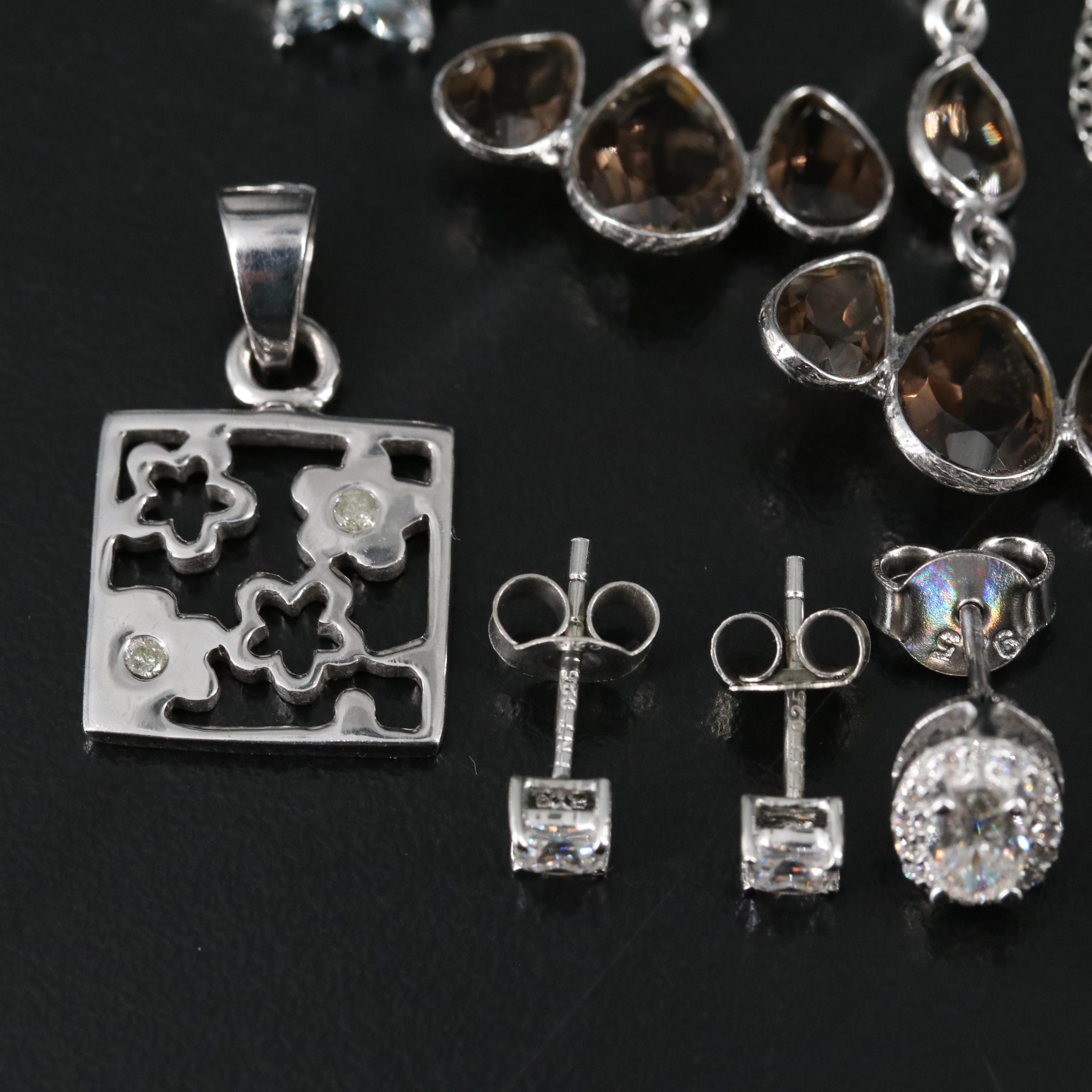 14 Assorted Sterling Silver Rings, Necklaces, Earrings, and Pendants