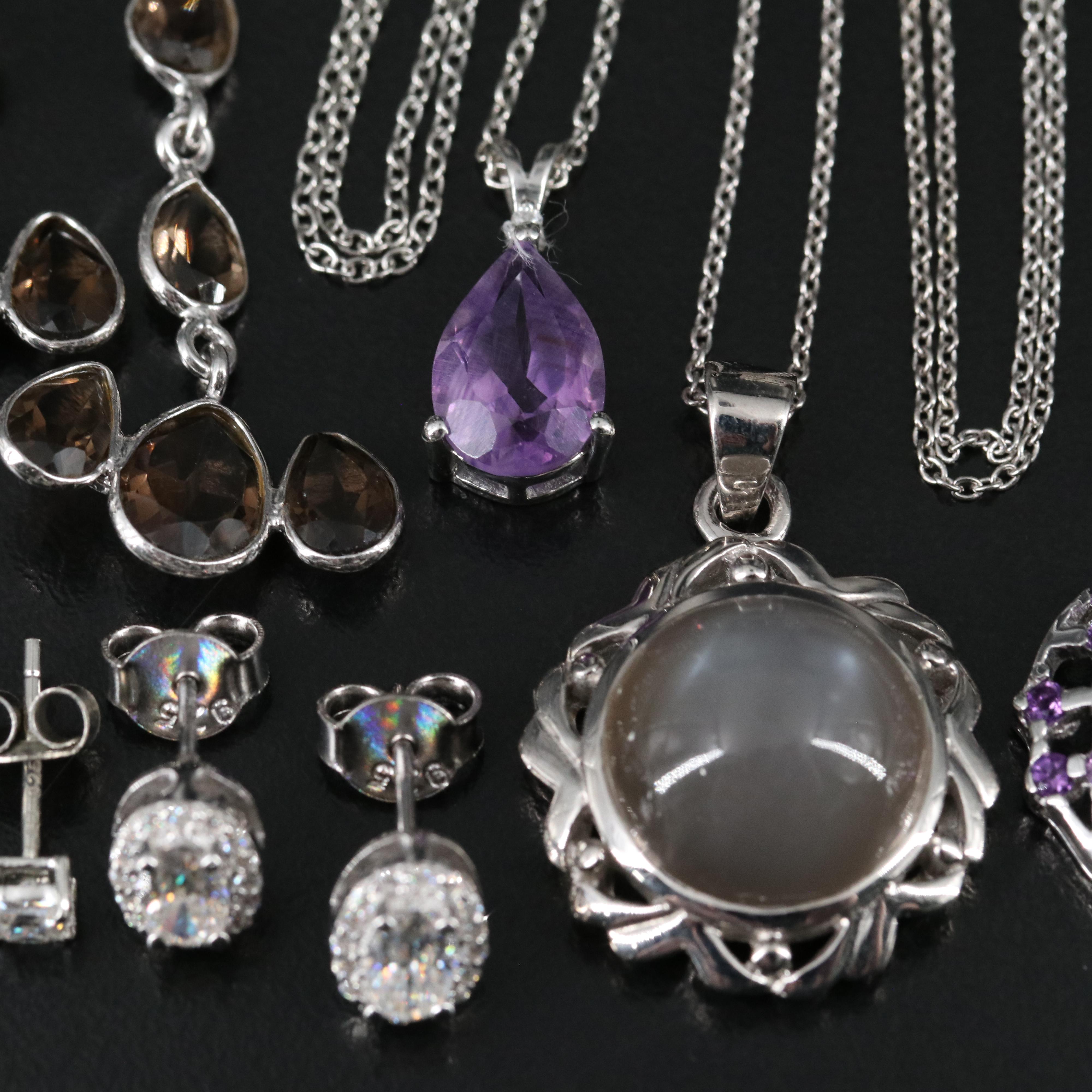 14 Assorted Sterling Silver Rings, Necklaces, Earrings, and Pendants