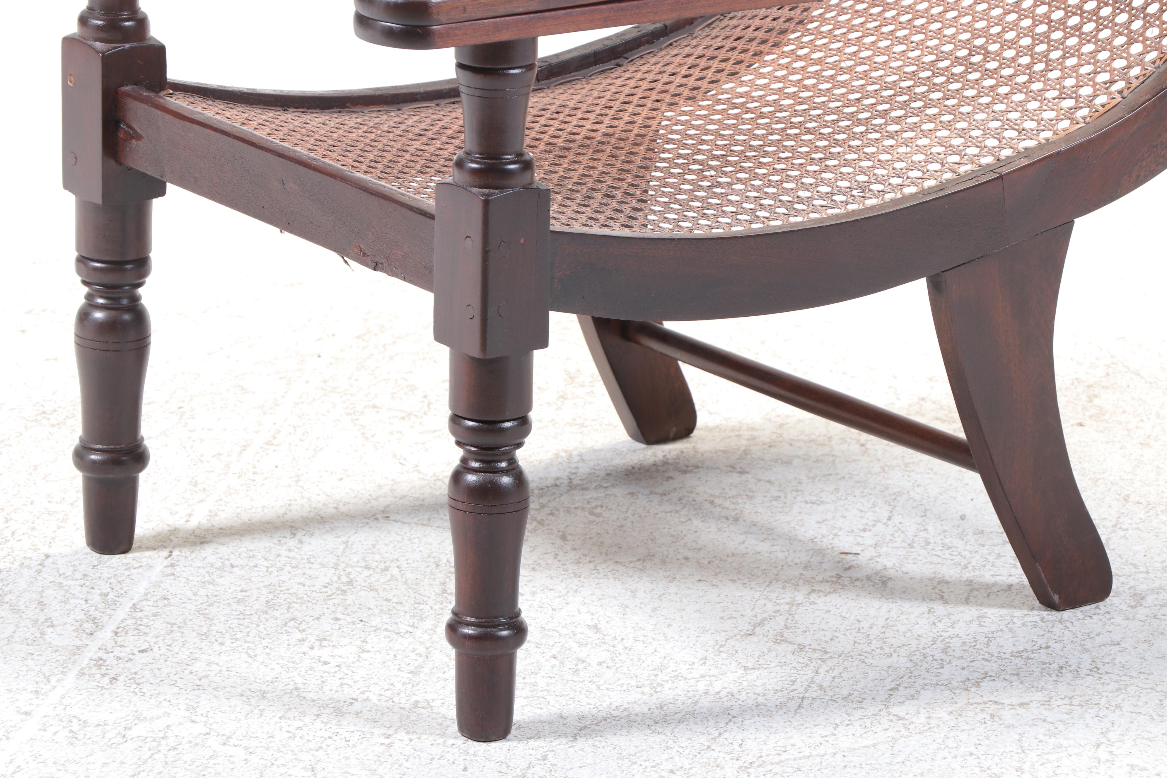 Colonial Style Mahogany and Caned Plantation Chair