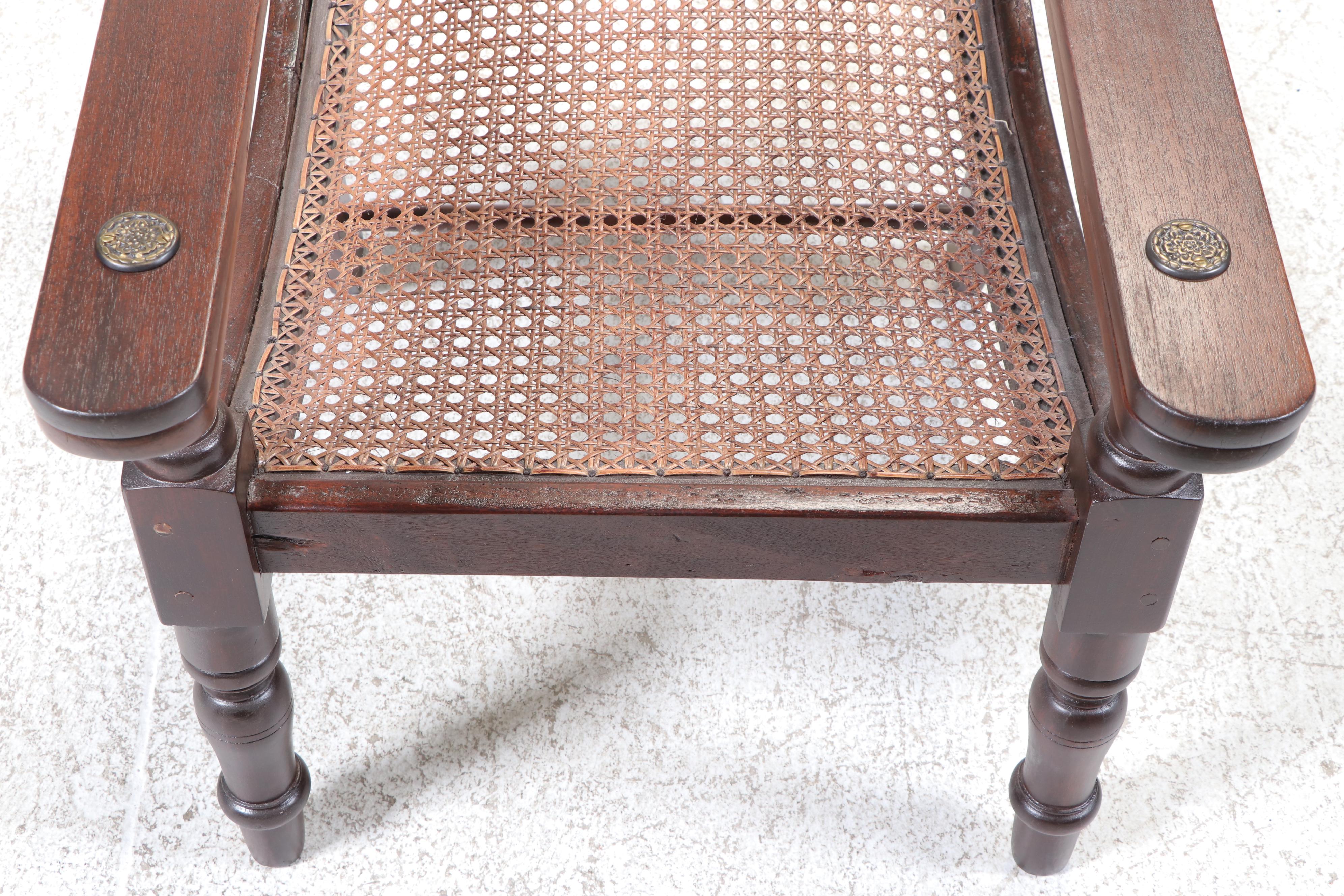 Colonial Style Mahogany and Caned Plantation Chair
