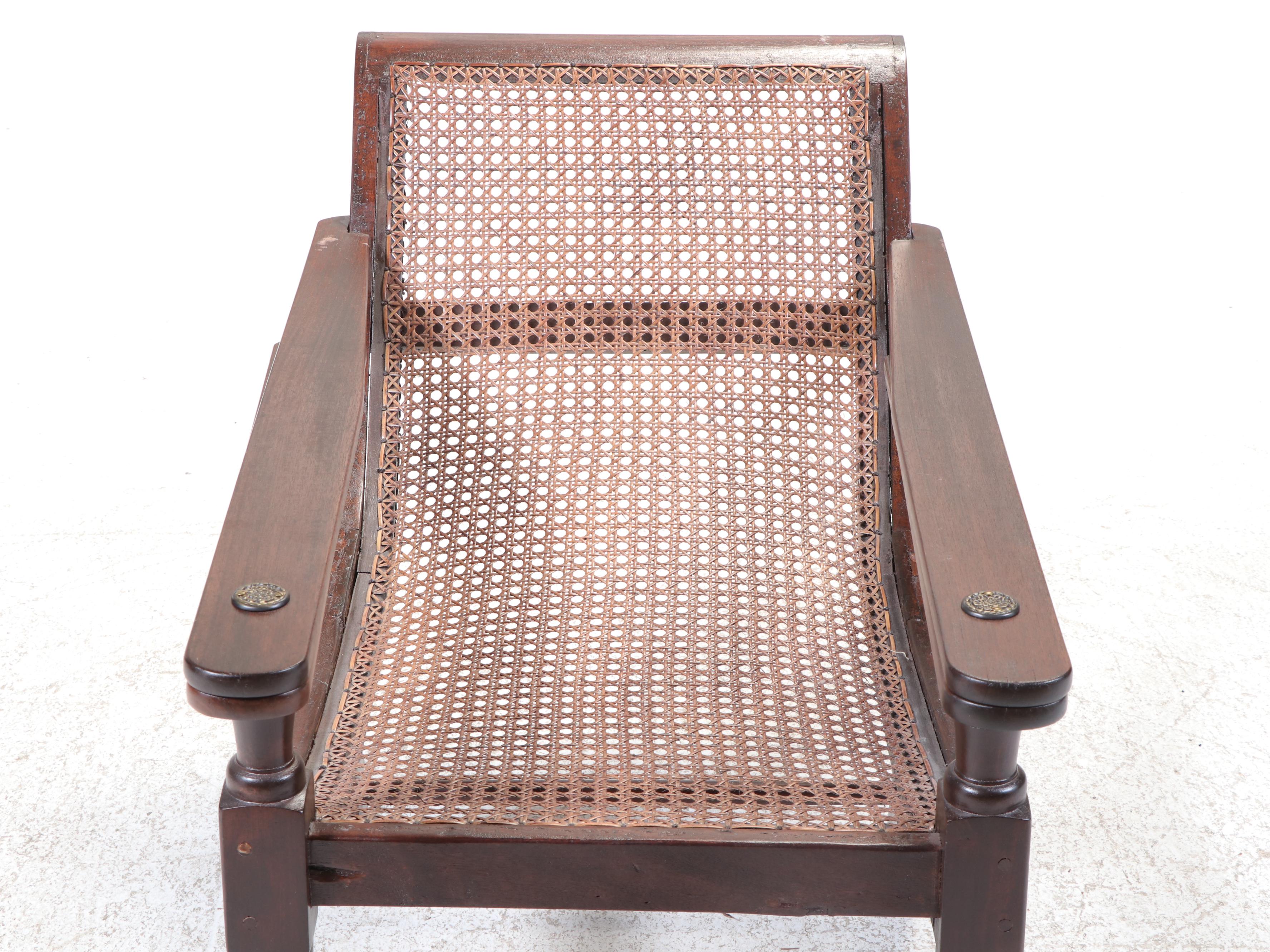 Colonial Style Mahogany and Caned Plantation Chair