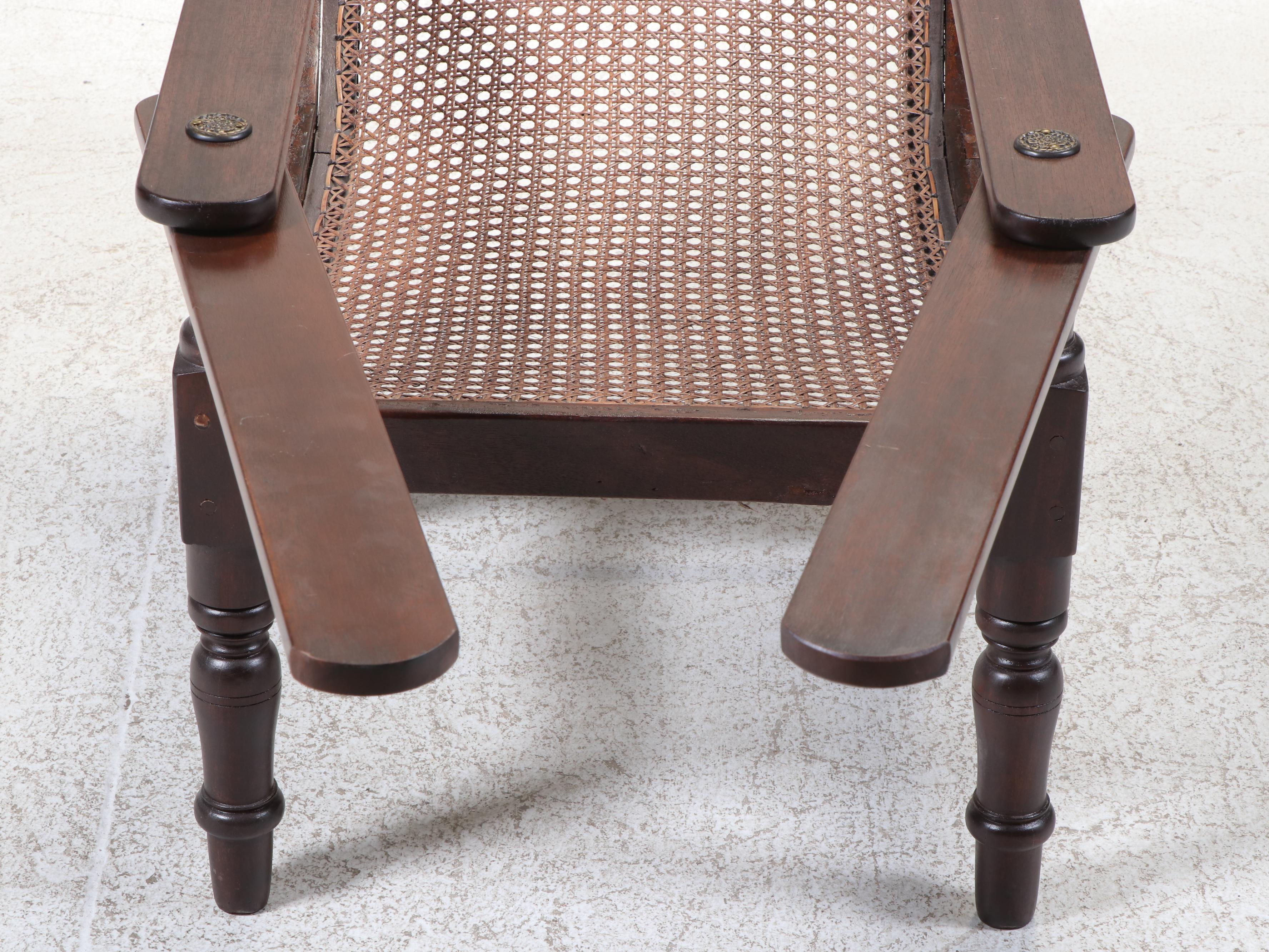 Colonial Style Mahogany and Caned Plantation Chair