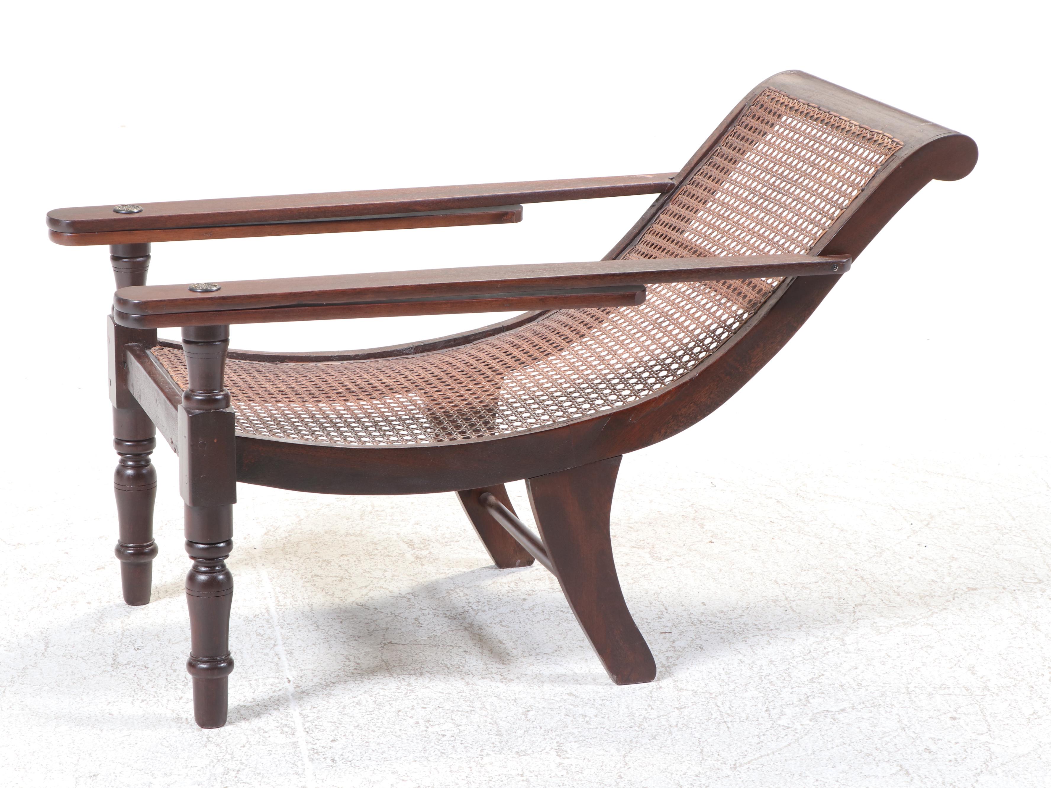 Colonial Style Mahogany and Caned Plantation Chair