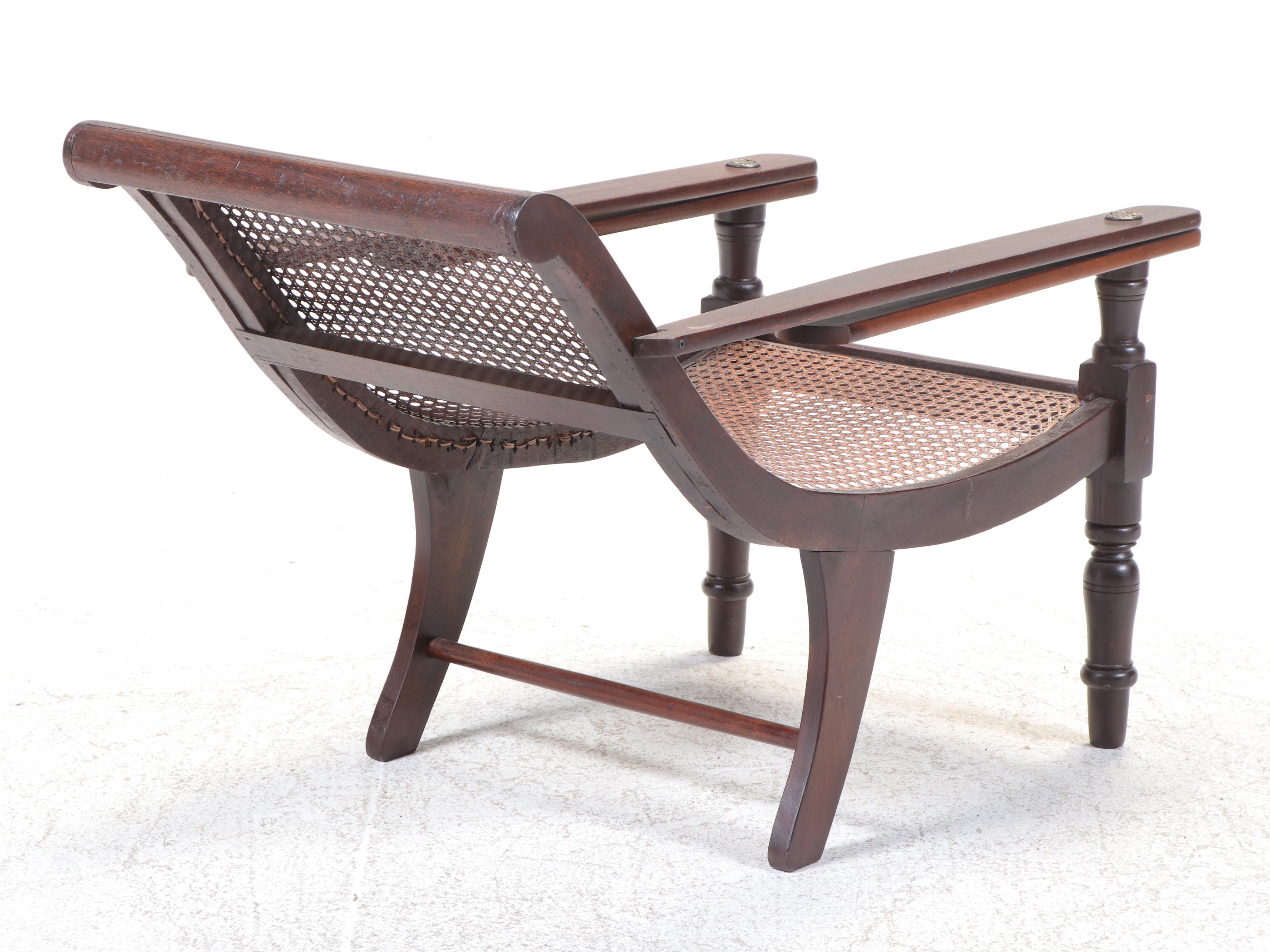 Colonial Style Mahogany and Caned Plantation Chair