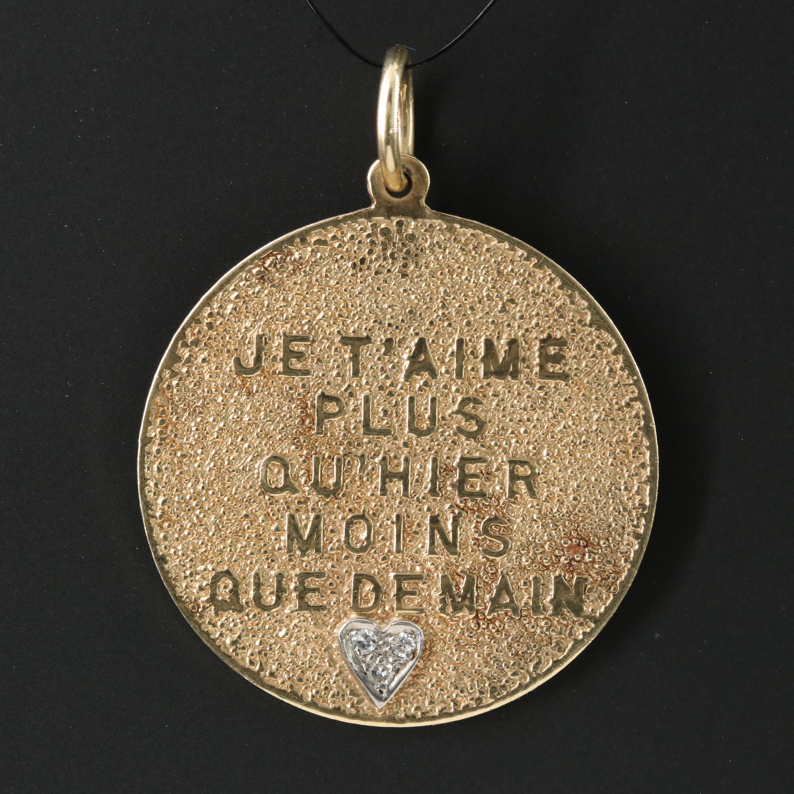 14K "I Love You..." French Pendant with 0.04 CTW Diamond Accent