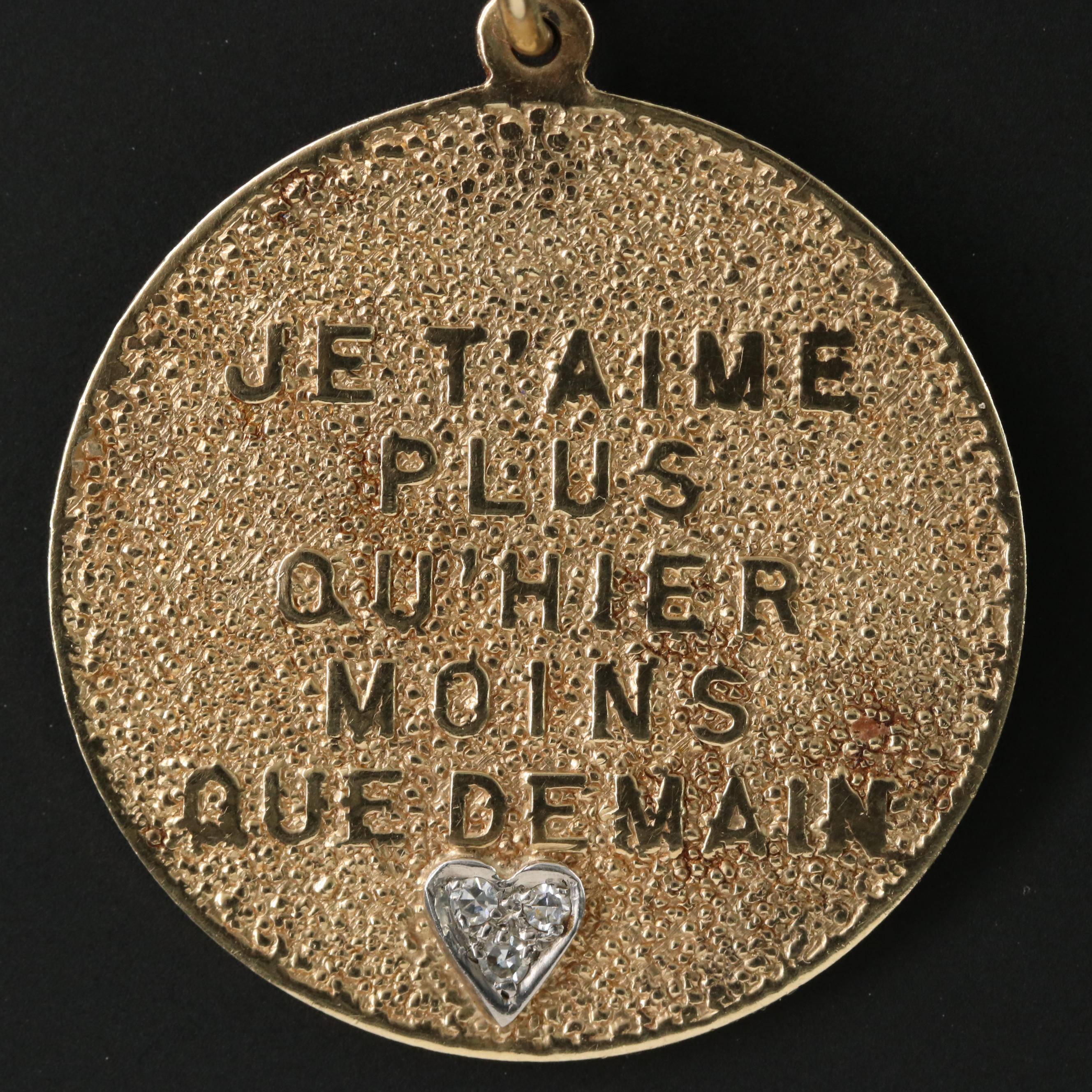 14K "I Love You..." French Pendant with 0.04 CTW Diamond Accent