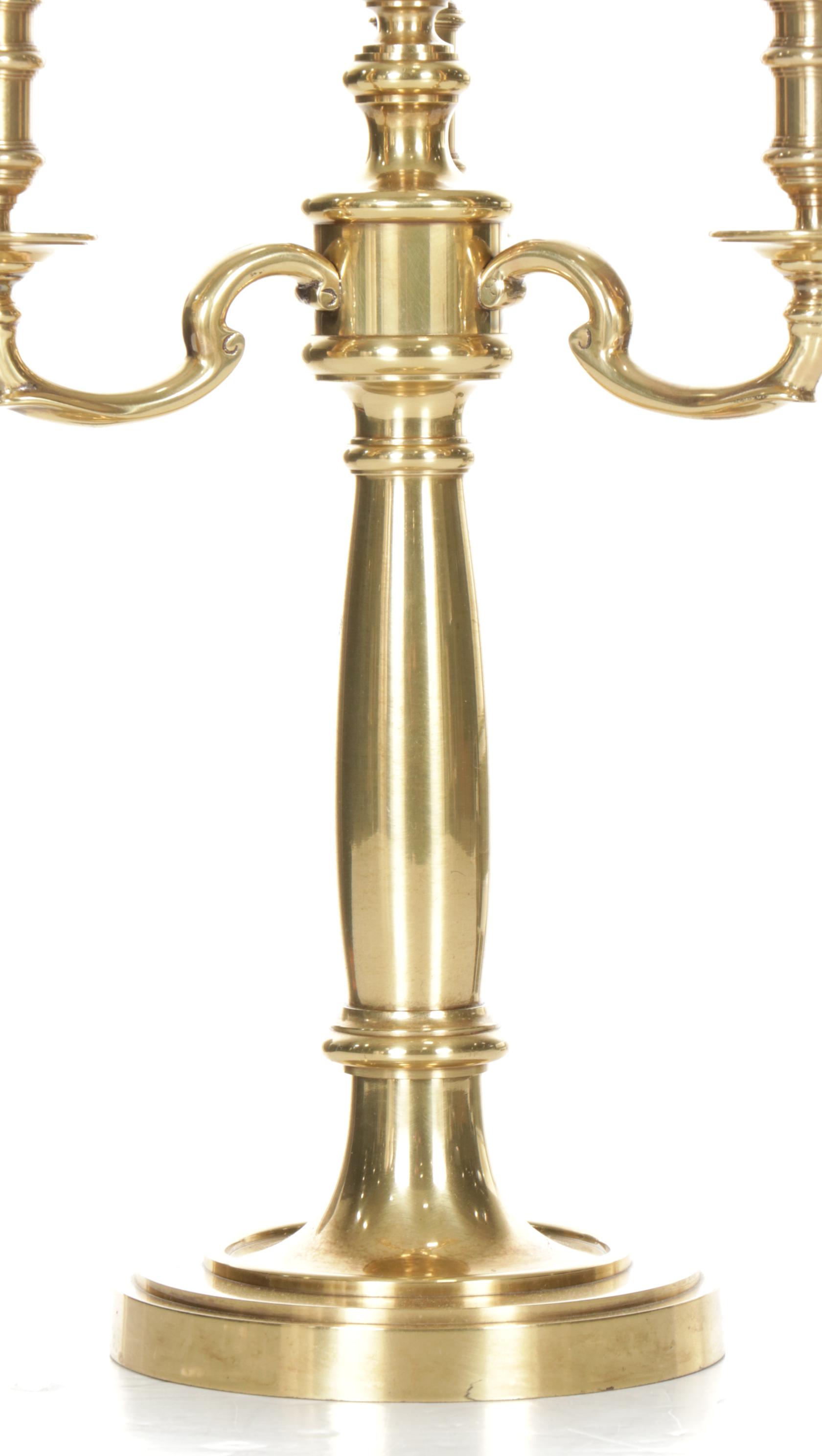 Polished Brass Candelabra & Frederick Cooper Bouillotte Table Lamps