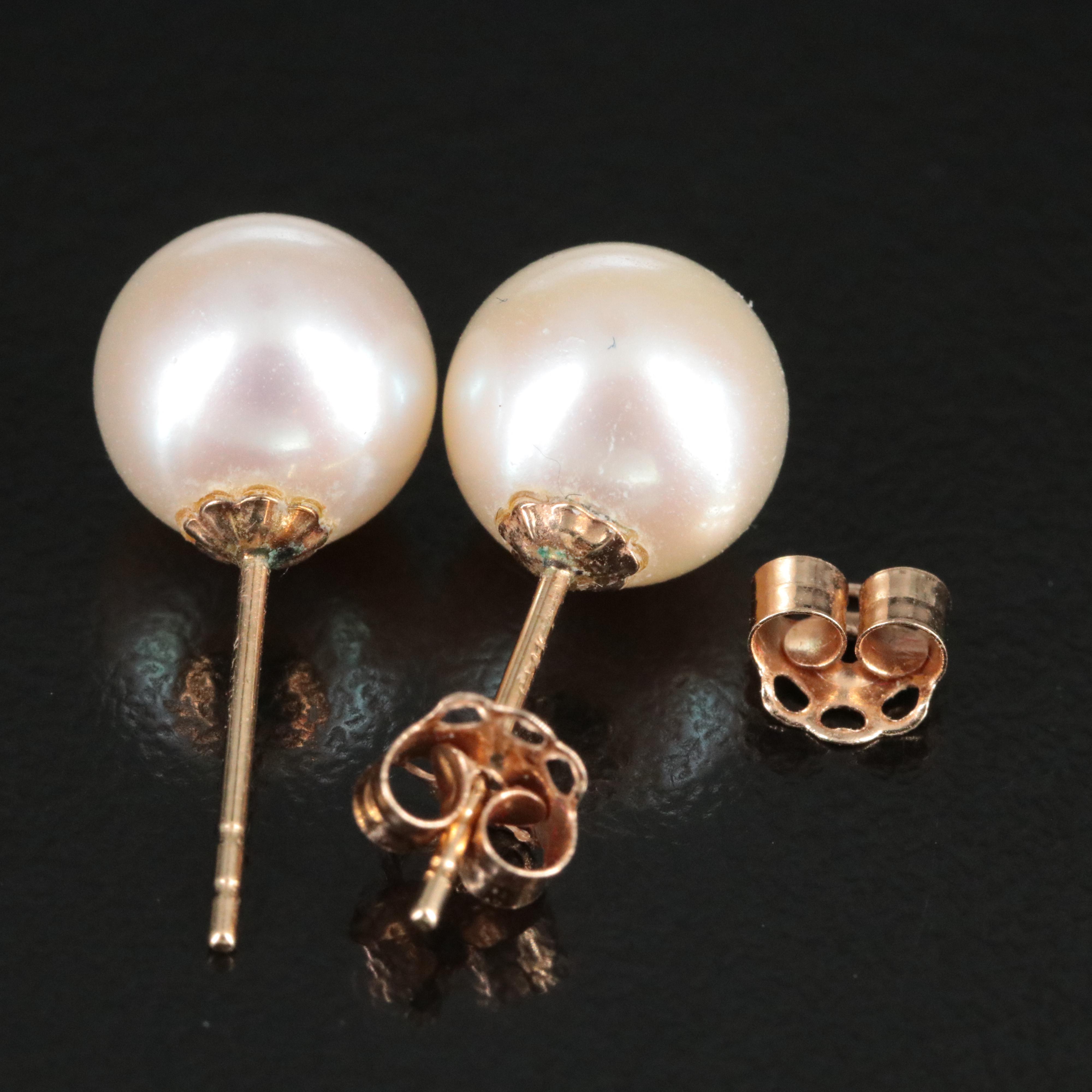 14K Pearl Stud Earrings