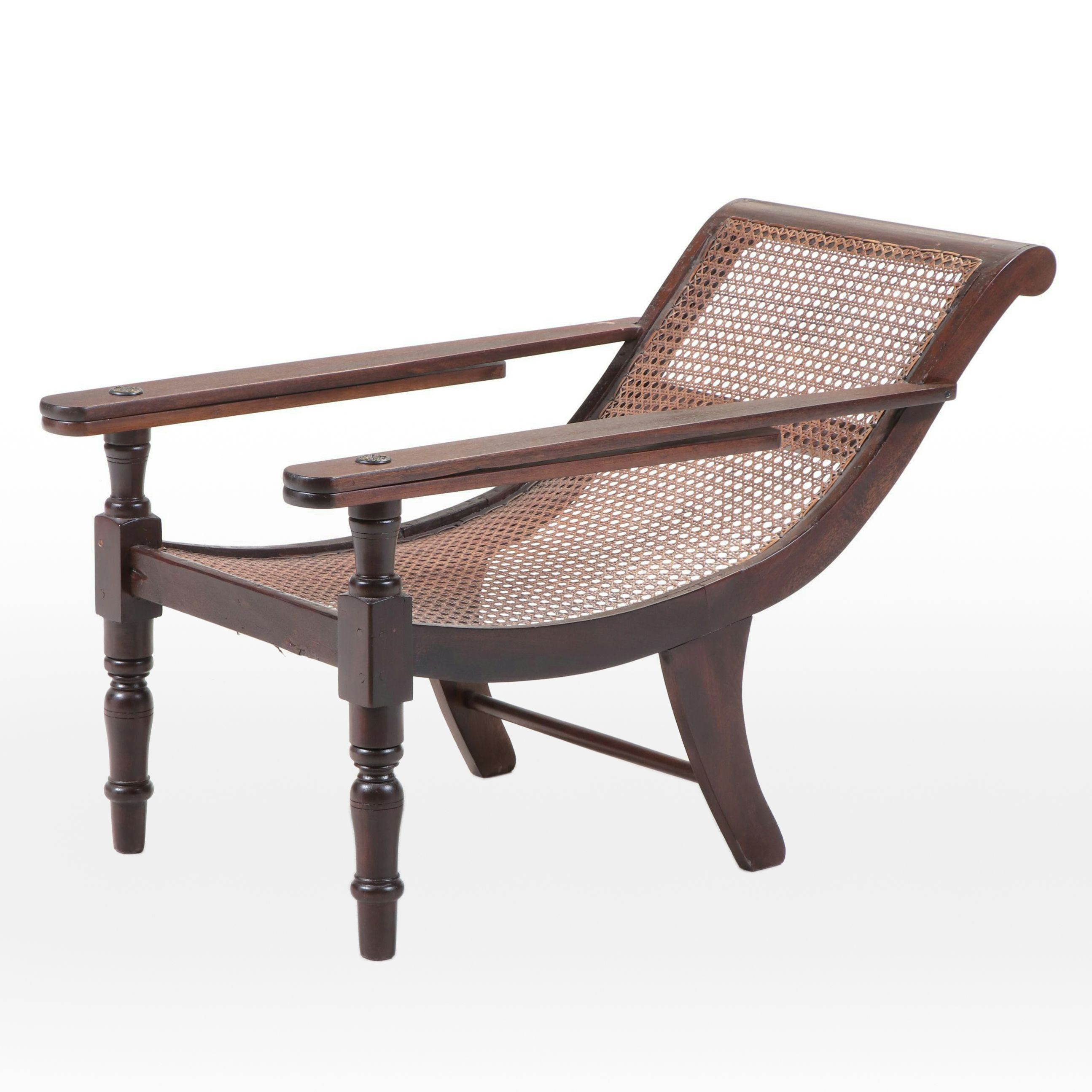 Colonial Style Mahogany and Caned Plantation Chair