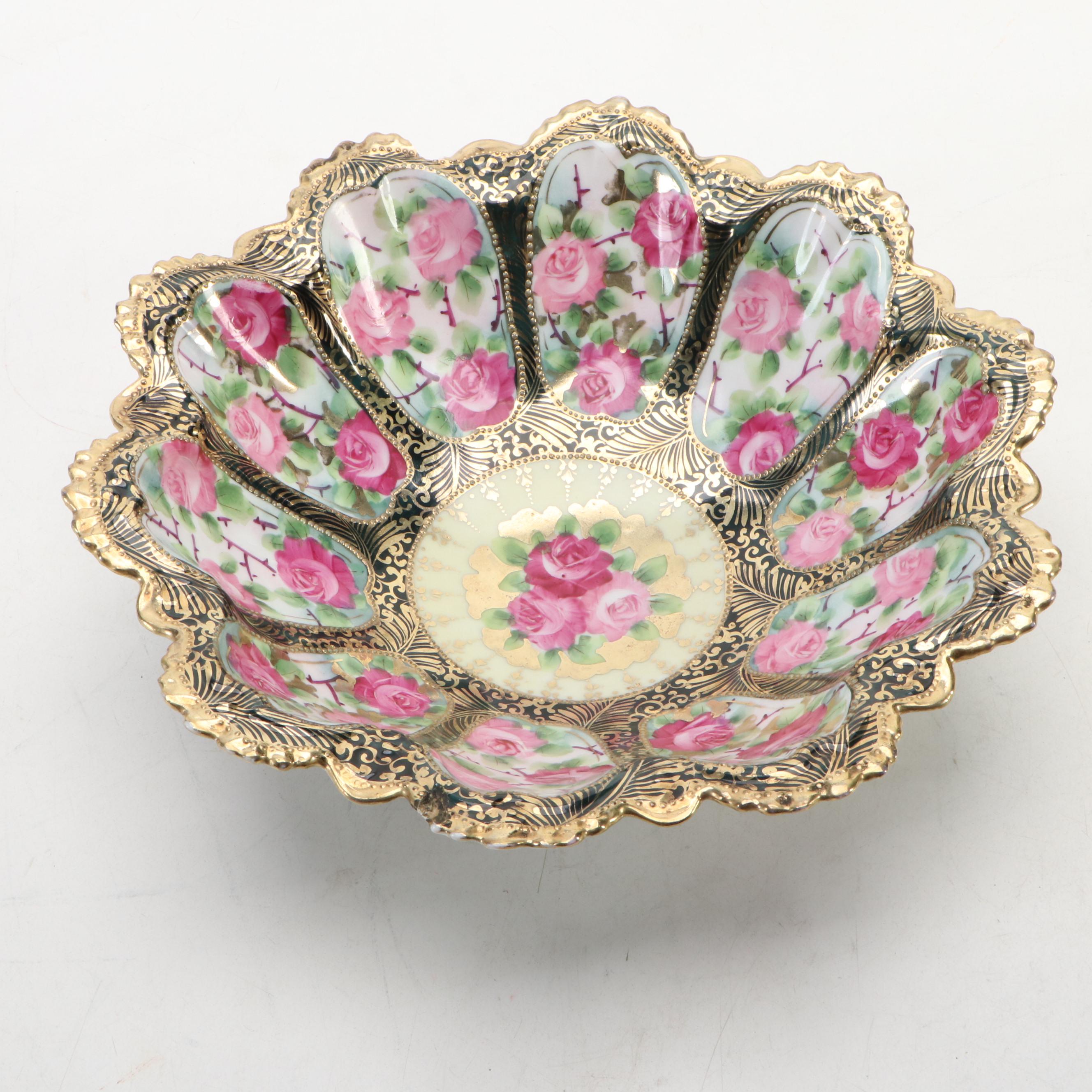 Nippon Porcelain Rose Pattern Bowl, Early 20th Century