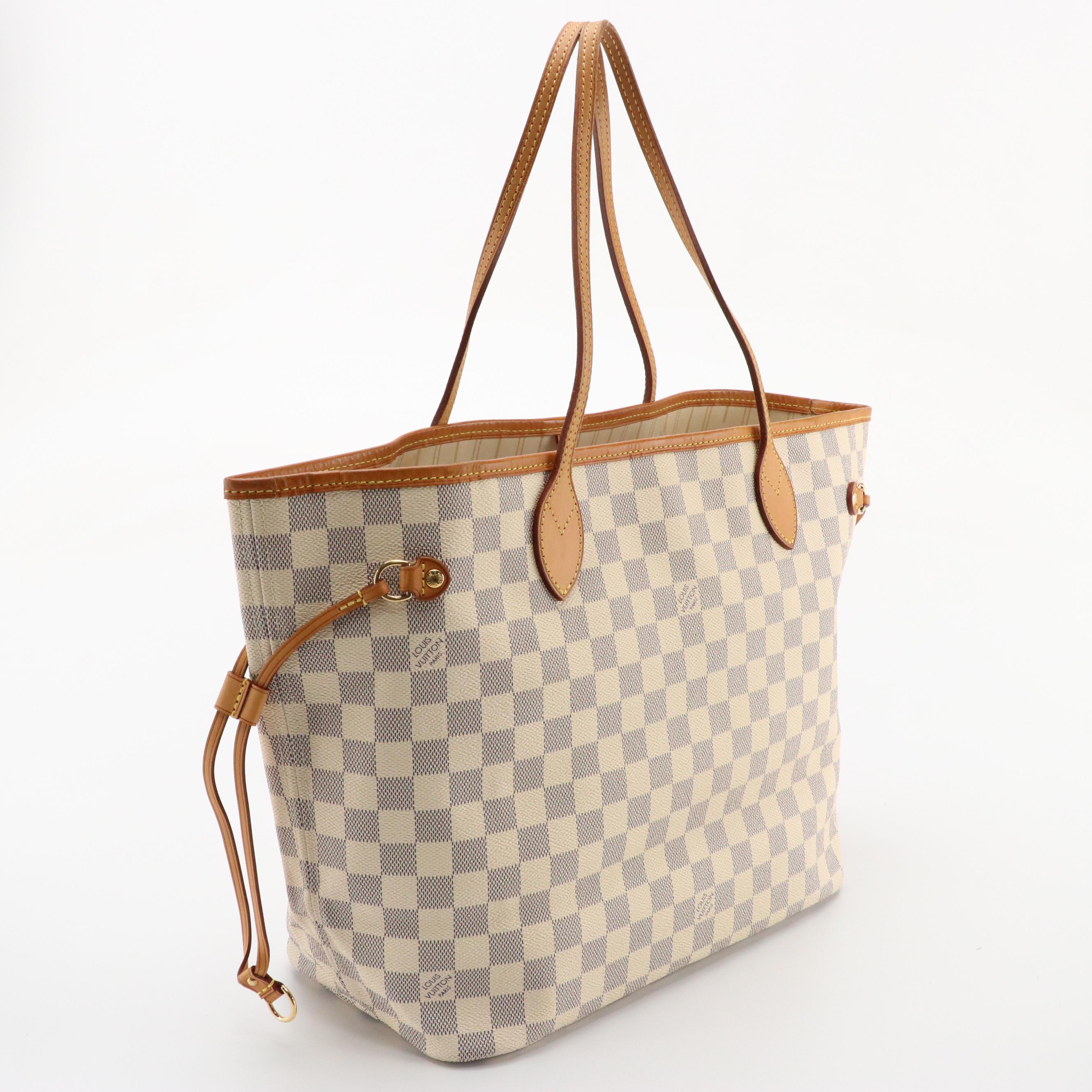 Louis Vuitton Neverfull Tote in Damier Azur Canvas & Vachetta Leather