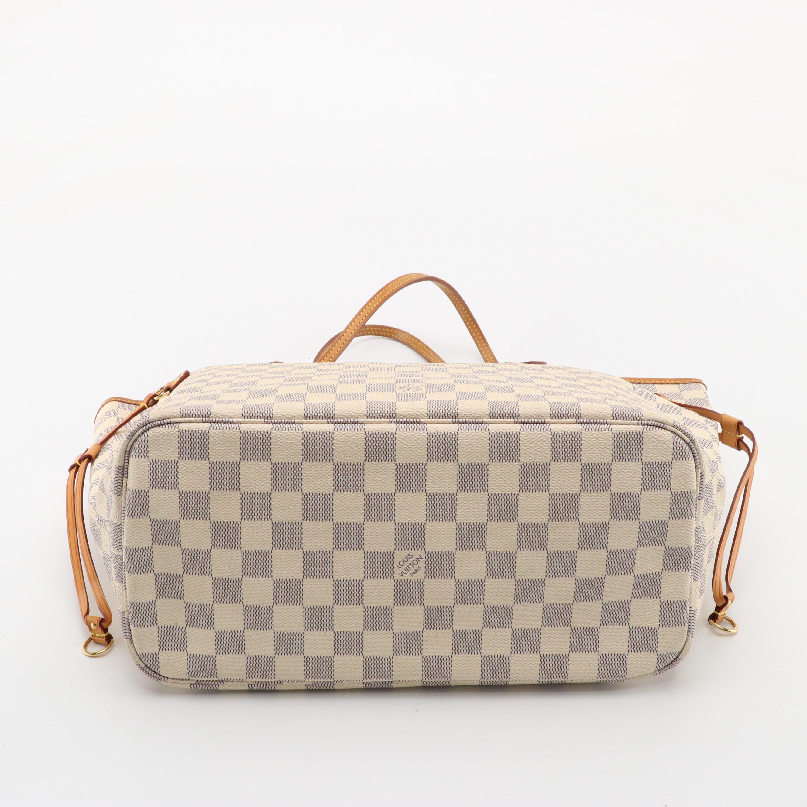 Louis Vuitton Neverfull Tote in Damier Azur Canvas & Vachetta Leather