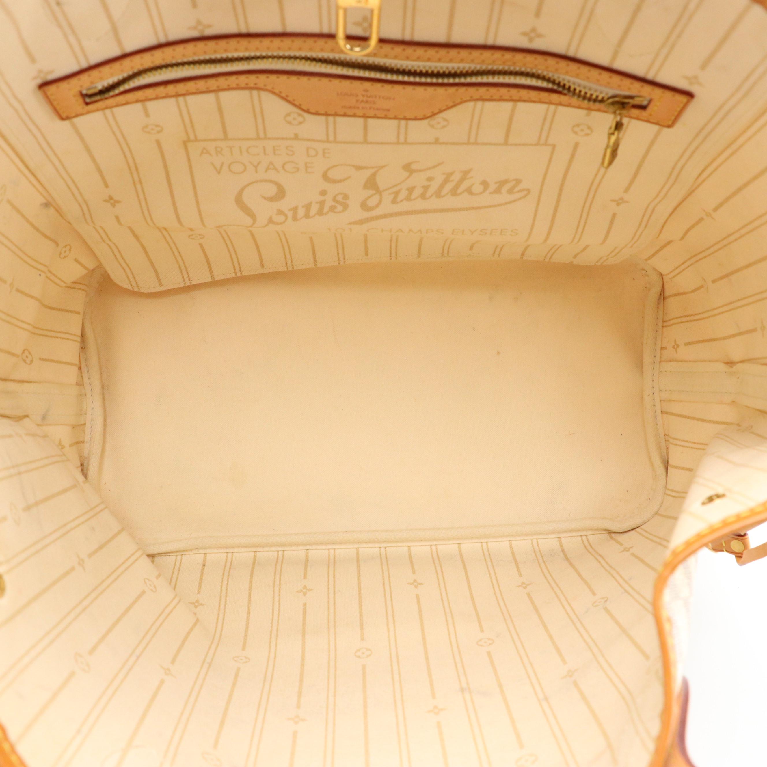 Louis Vuitton Neverfull Tote in Damier Azur Canvas & Vachetta Leather