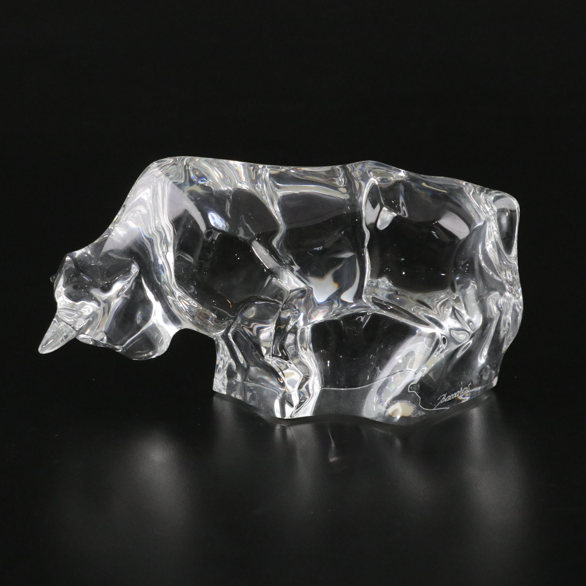 Baccarat Crystal Bull Figurine