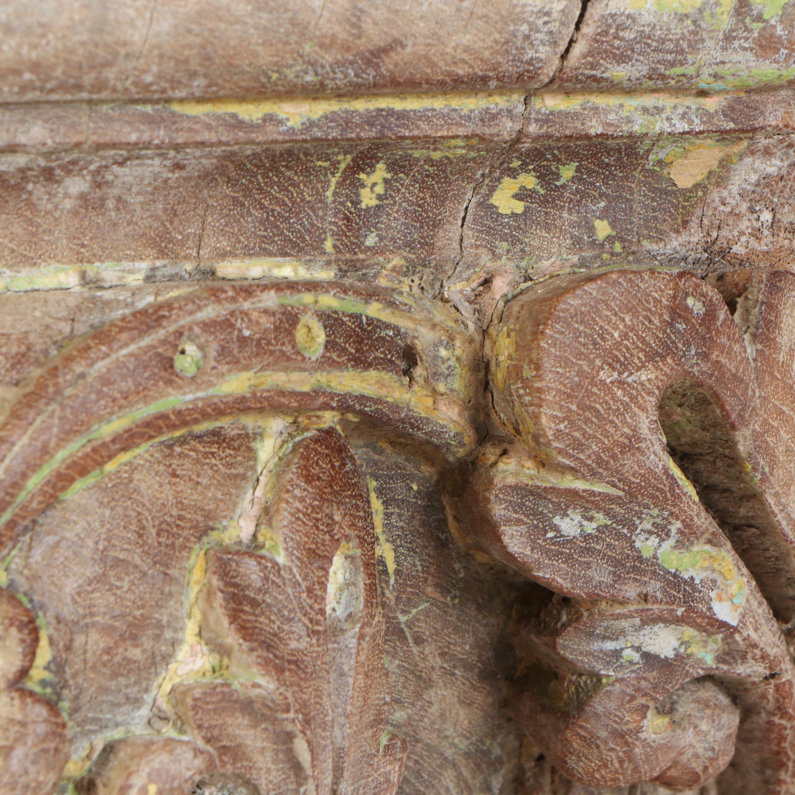 Carved Wooden Foliated Column Capitals Corbels