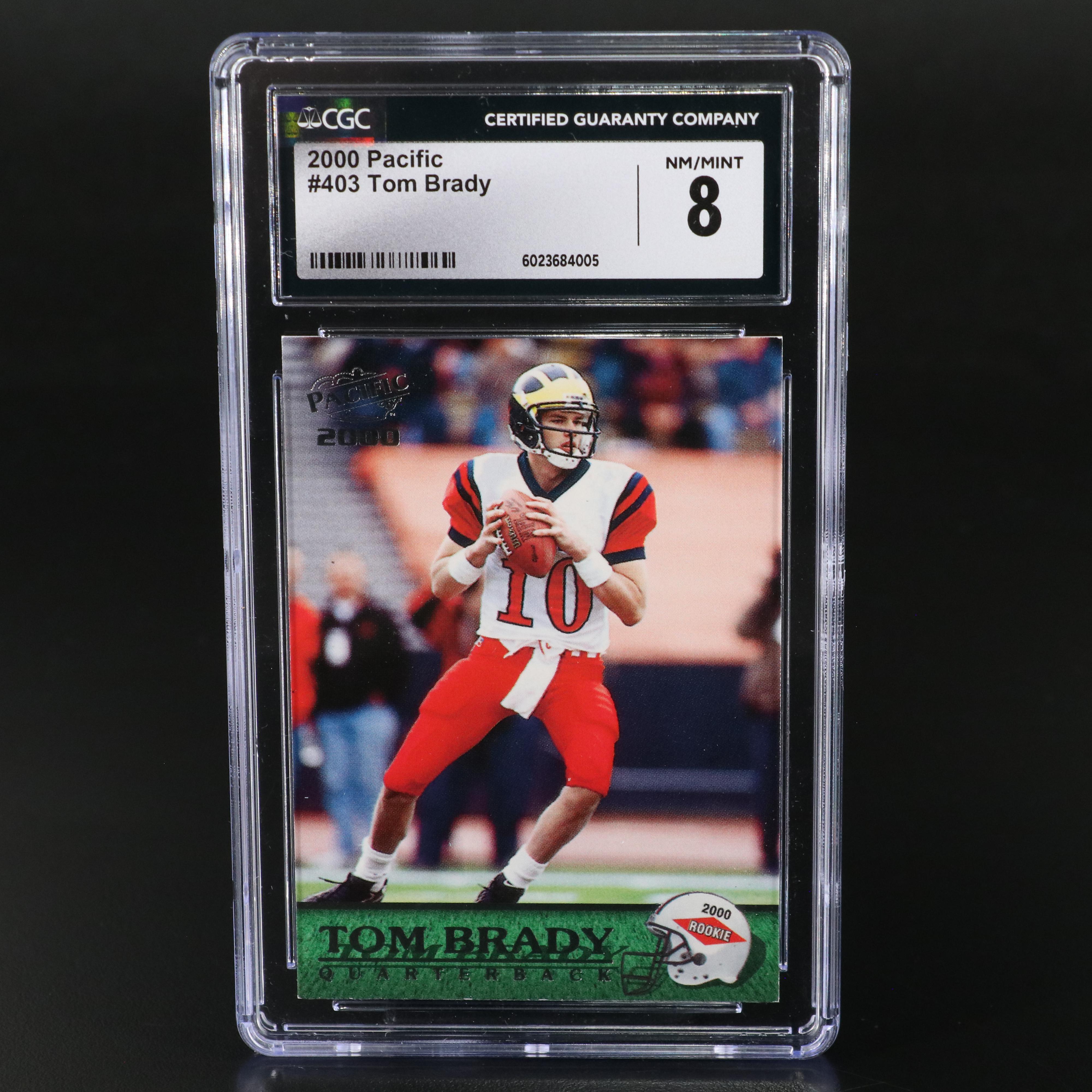 2000 Pacific Tom Brady Michigan Wolverines Rookie Football Card Graded CGC 8