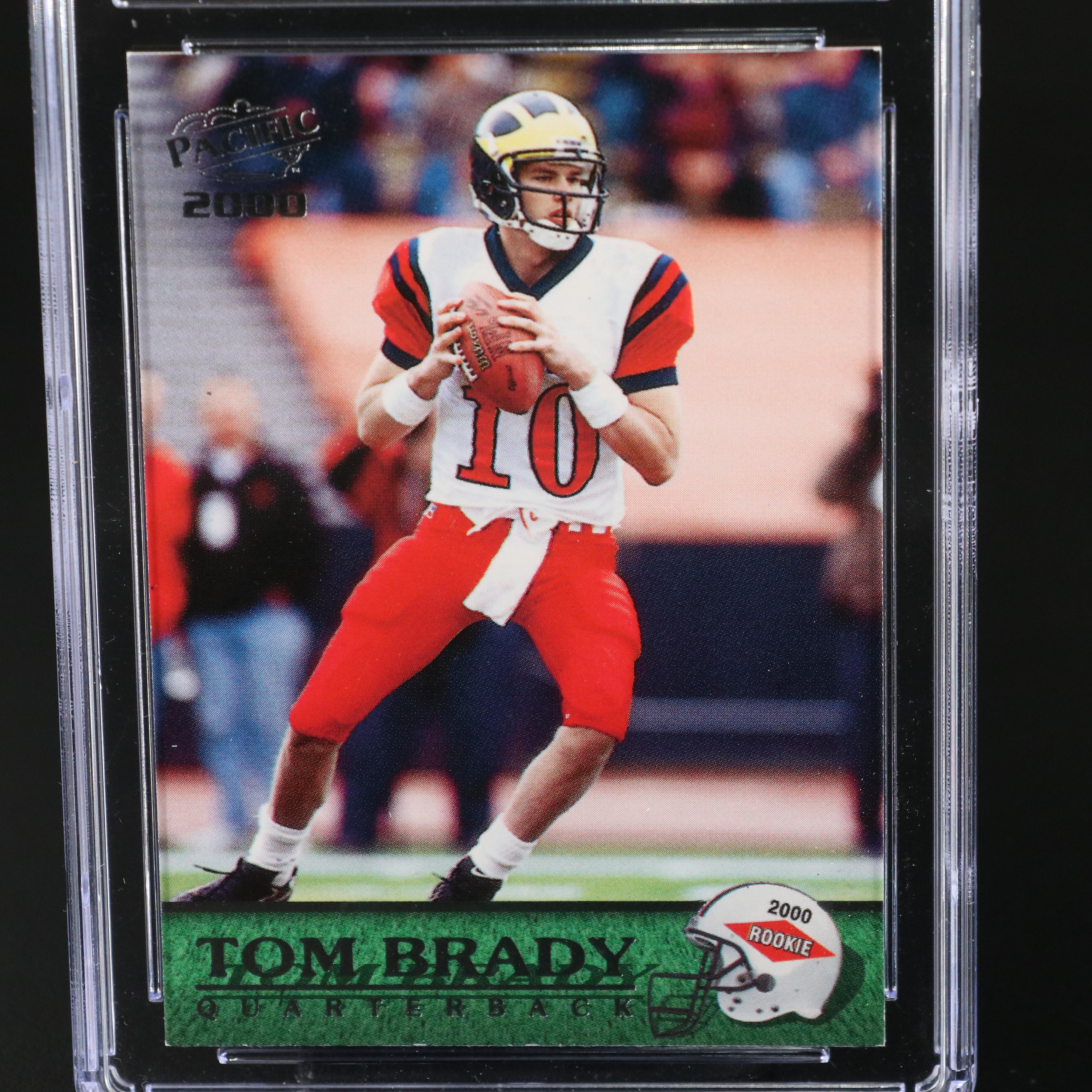 2000 Pacific Tom Brady Michigan Wolverines Rookie Football Card Graded CGC 8