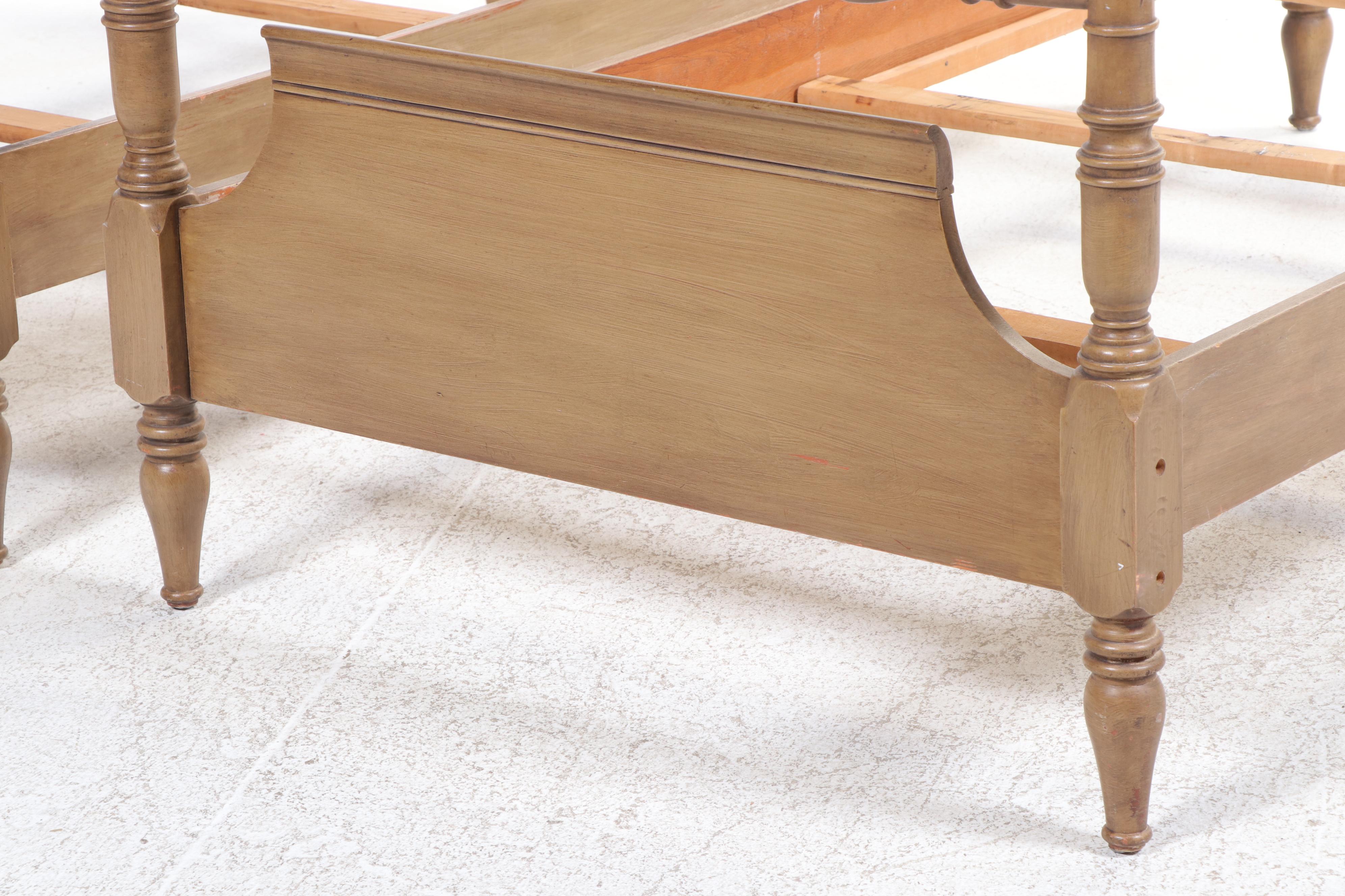 Pair of Federal Style Four-Poster Twin Size Bed Frames, Mid to Late 20th C.