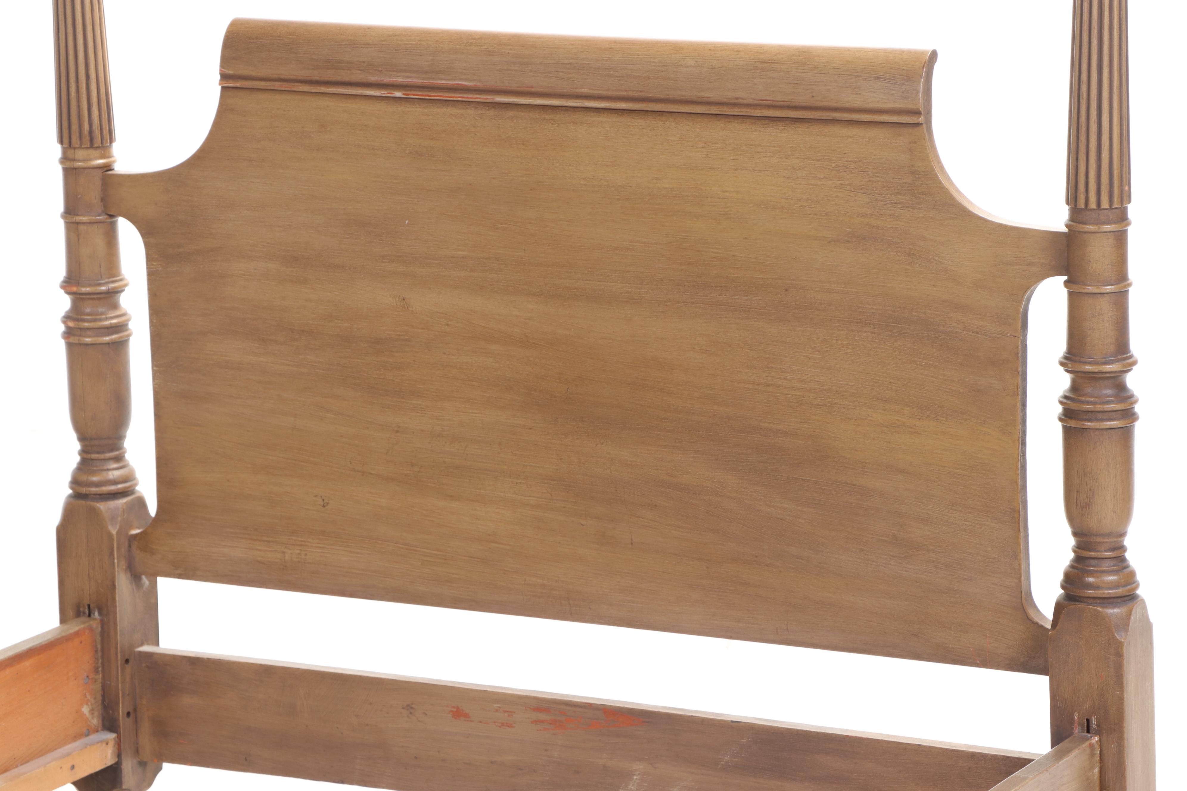 Pair of Federal Style Four-Poster Twin Size Bed Frames, Mid to Late 20th C.