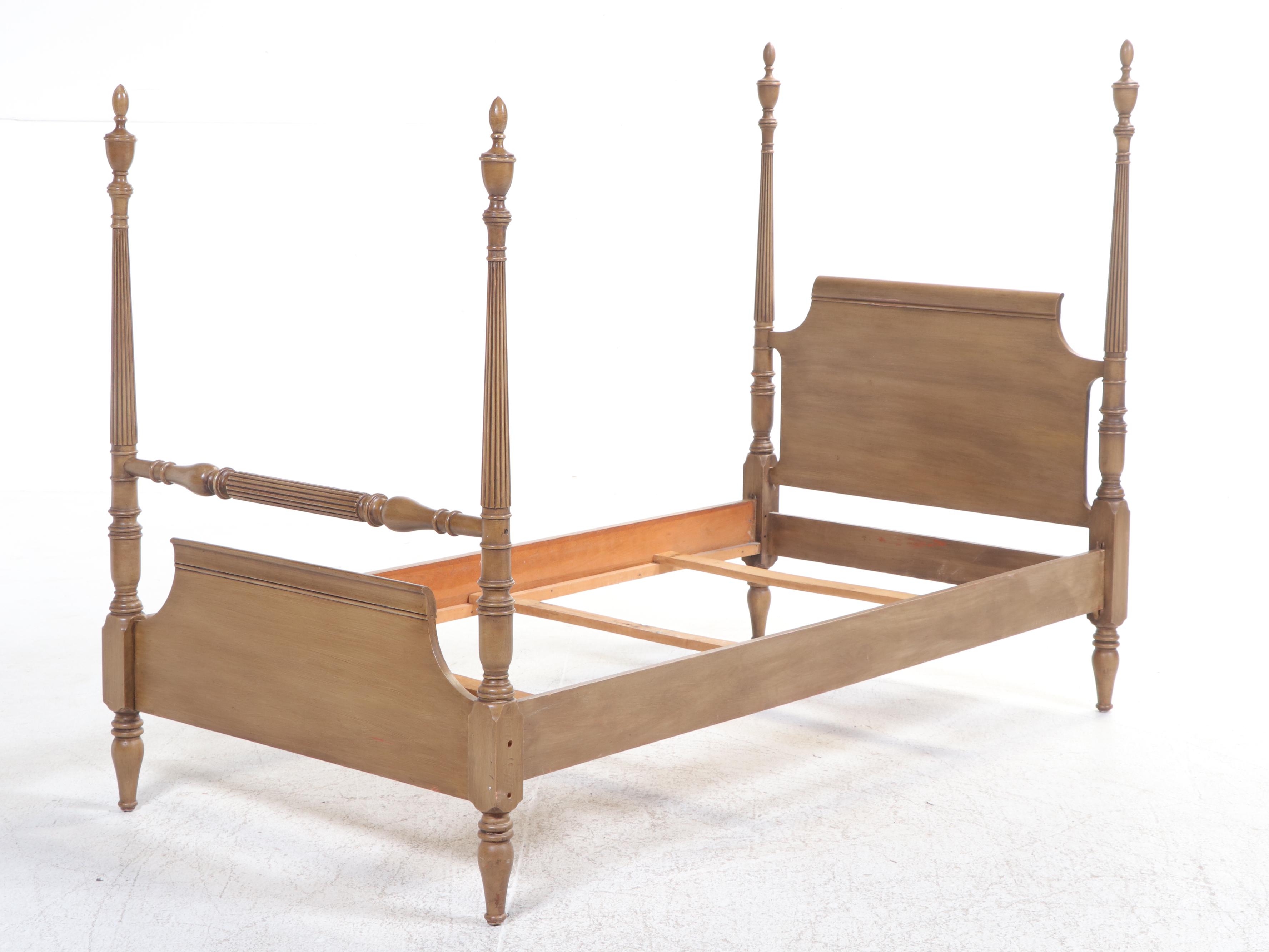 Pair of Federal Style Four-Poster Twin Size Bed Frames, Mid to Late 20th C.