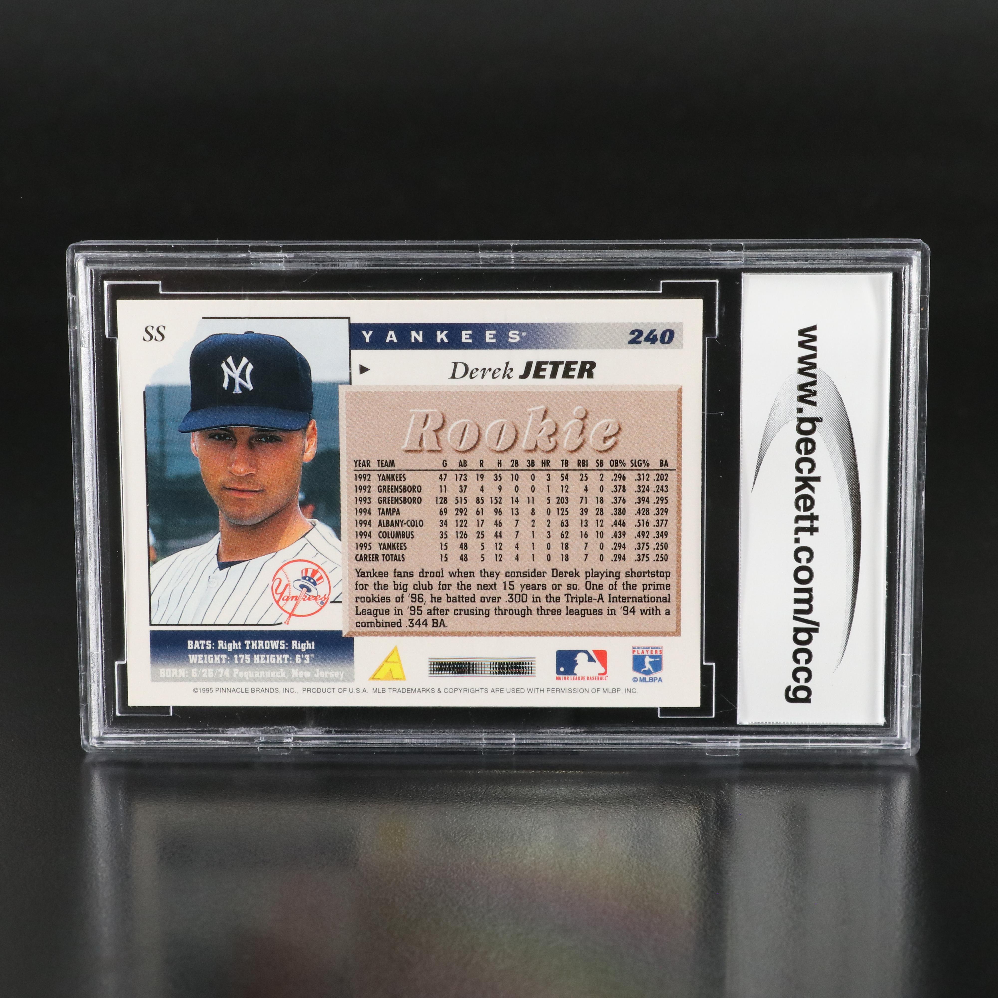1996 Score Derek Jeter New York Yankees Rookie Baseball Card Graded BCCG 10