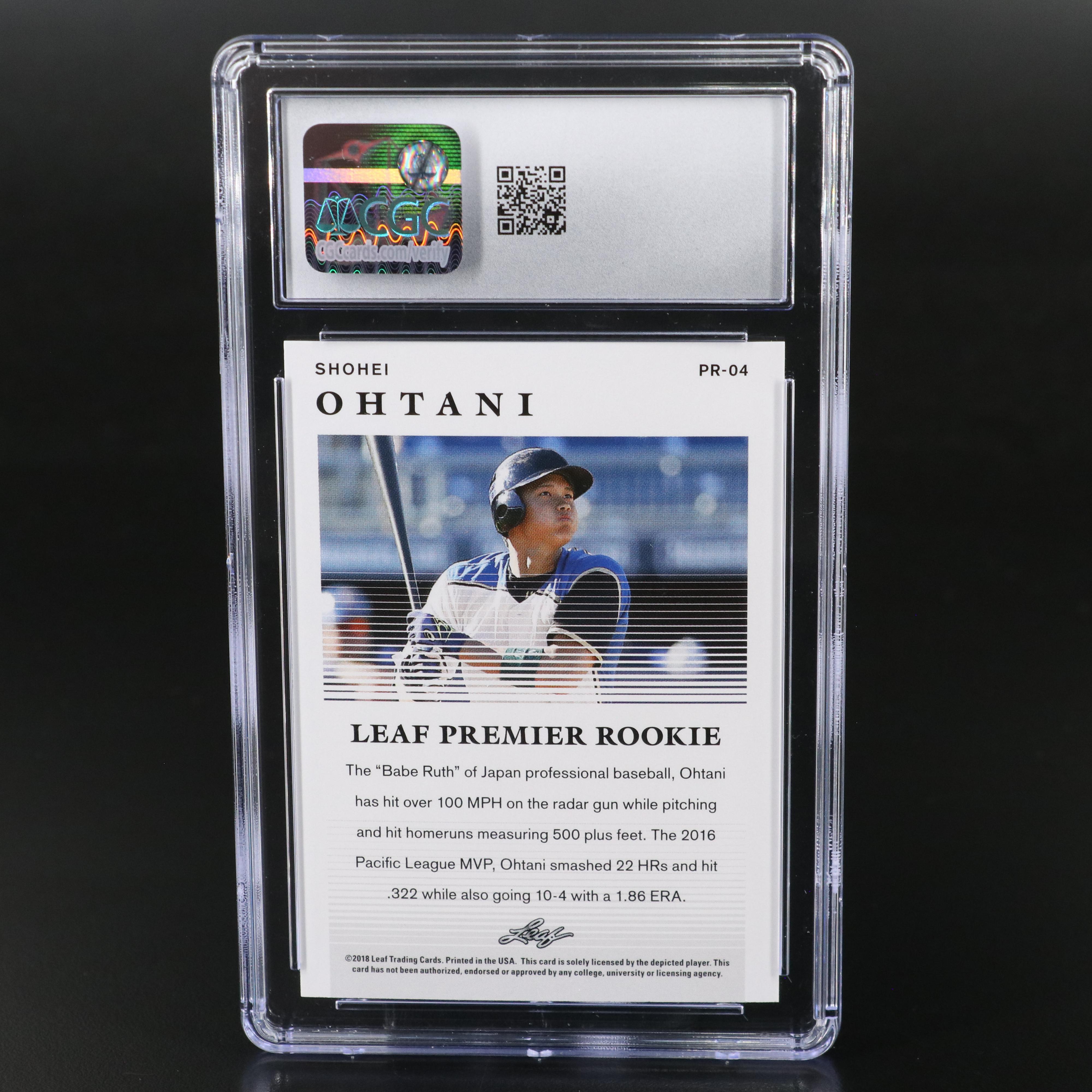 2018 Leaf Shohei Ohtani Premier Rookies Baseball Card Graded CGC 10