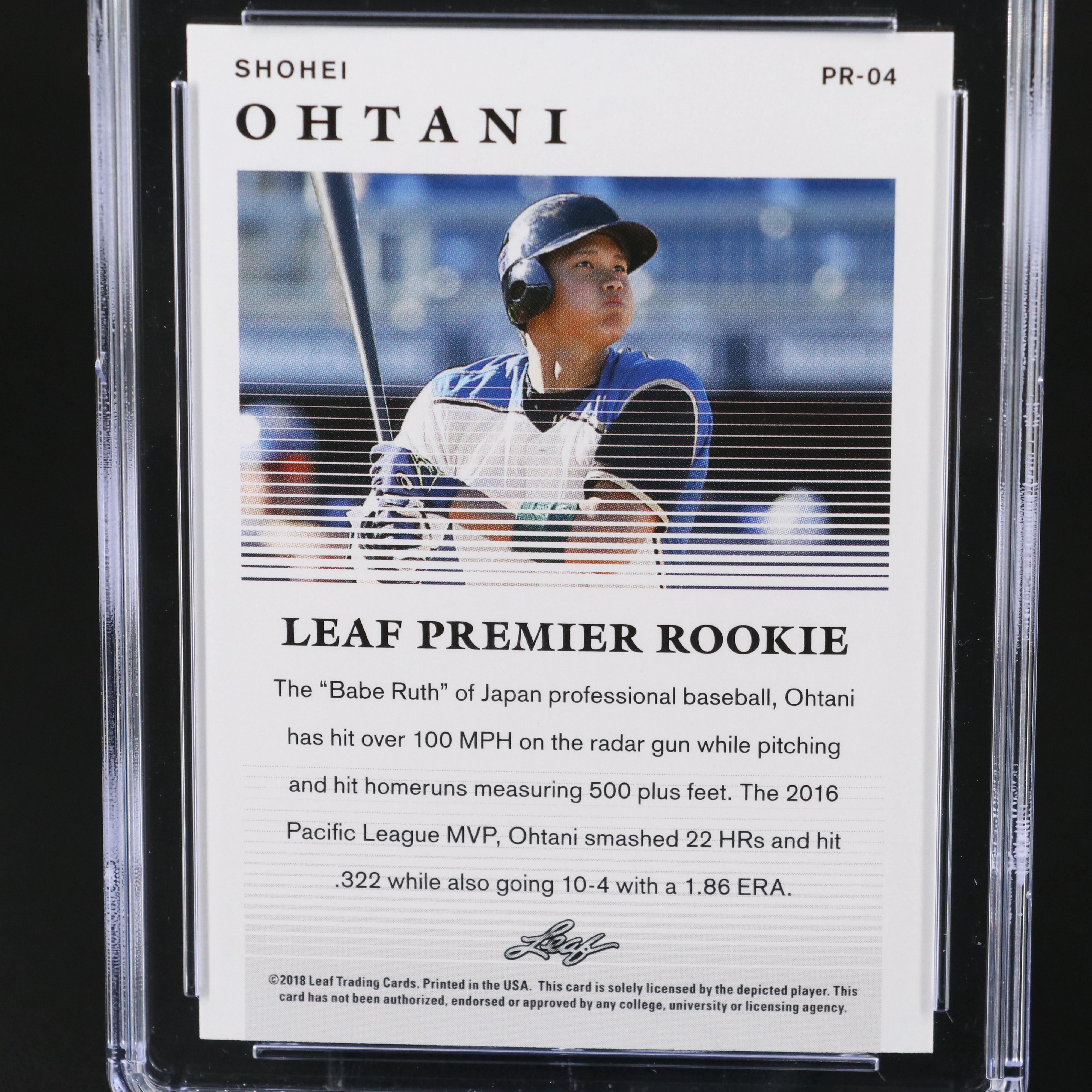 2018 Leaf Shohei Ohtani Premier Rookies Baseball Card Graded CGC 10