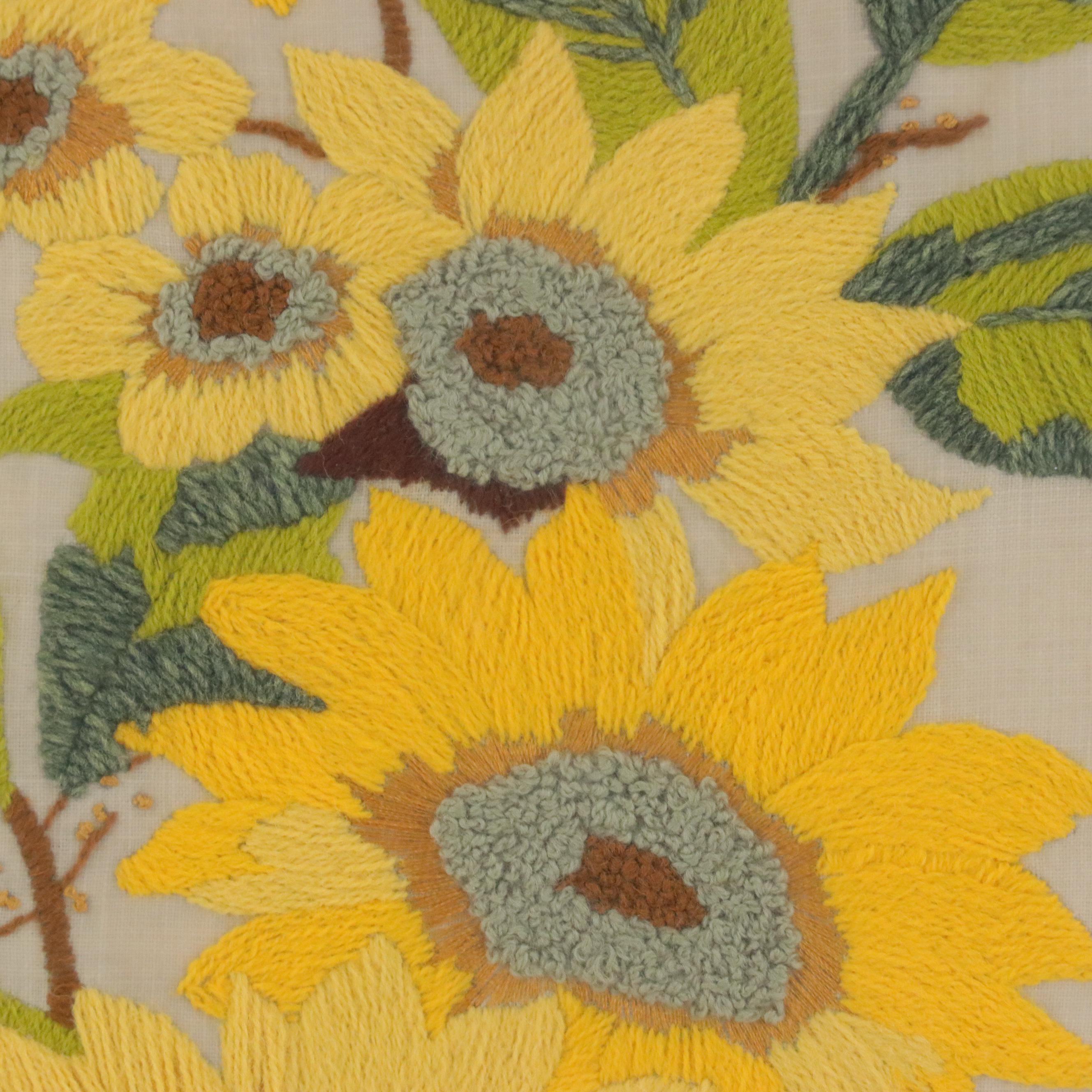 Handmade Embroidered Textile of Sunflowers