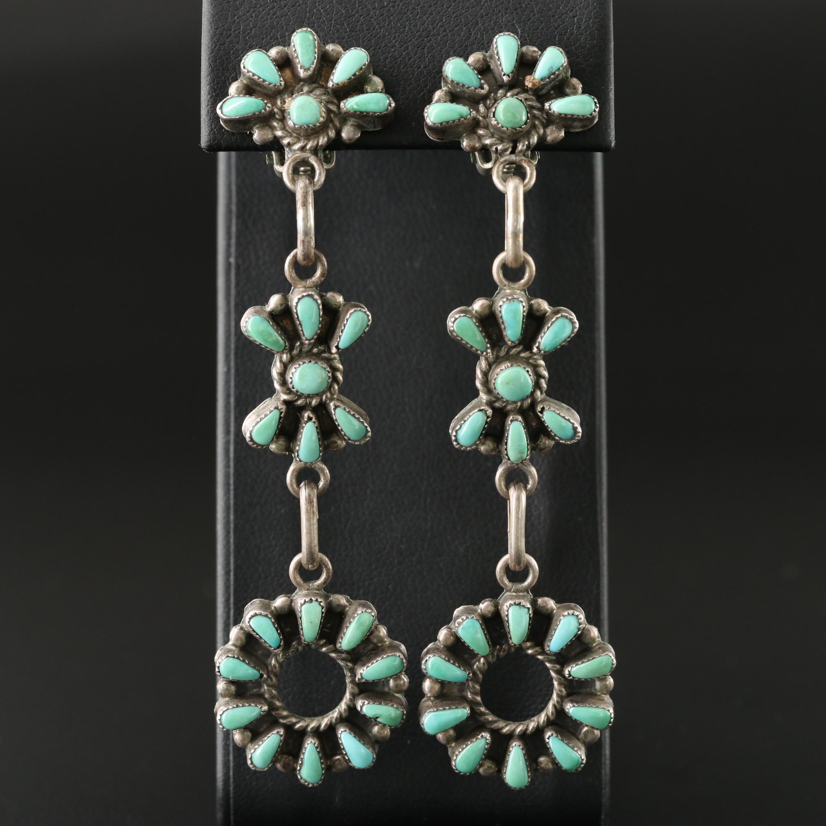 Vintage Southwestern Sterling Turquoise Earrings