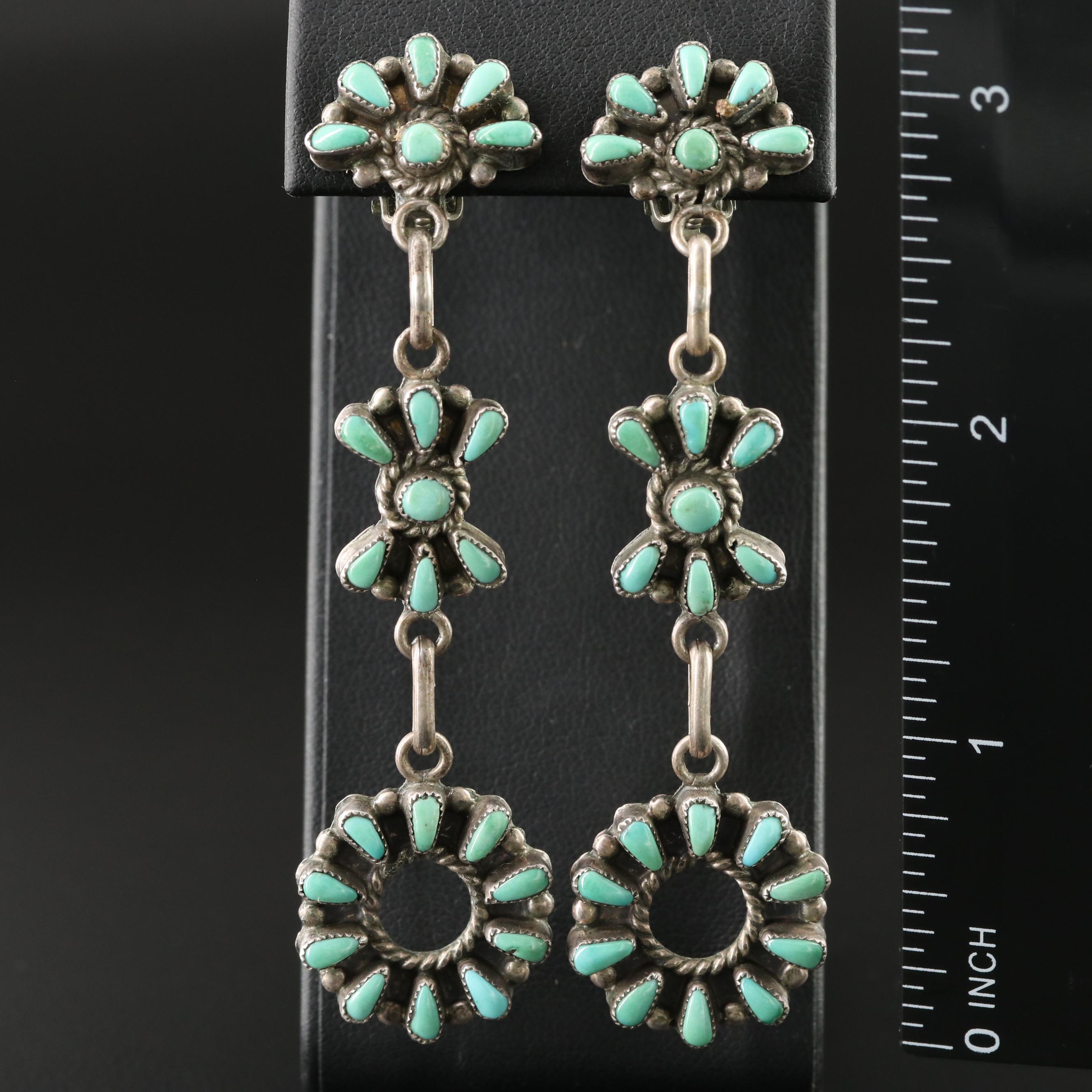 Vintage Southwestern Sterling Turquoise Earrings