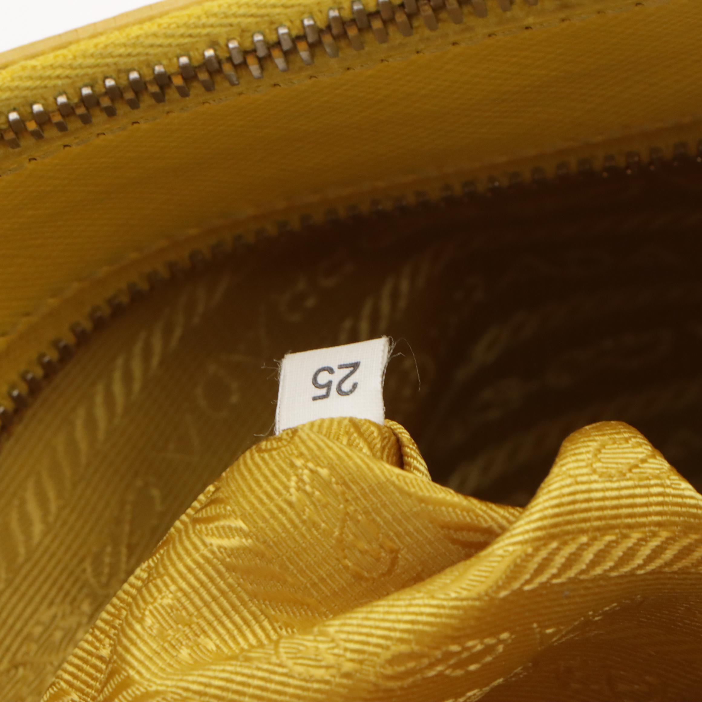 Prada Twin Pocket Two-Way Tote Bag in Lemon Yellow Saffiano Leather