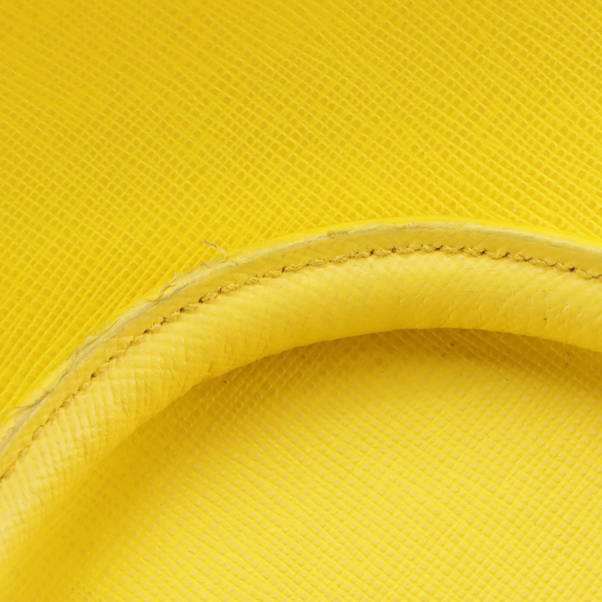 Prada Twin Pocket Two-Way Tote Bag in Lemon Yellow Saffiano Leather