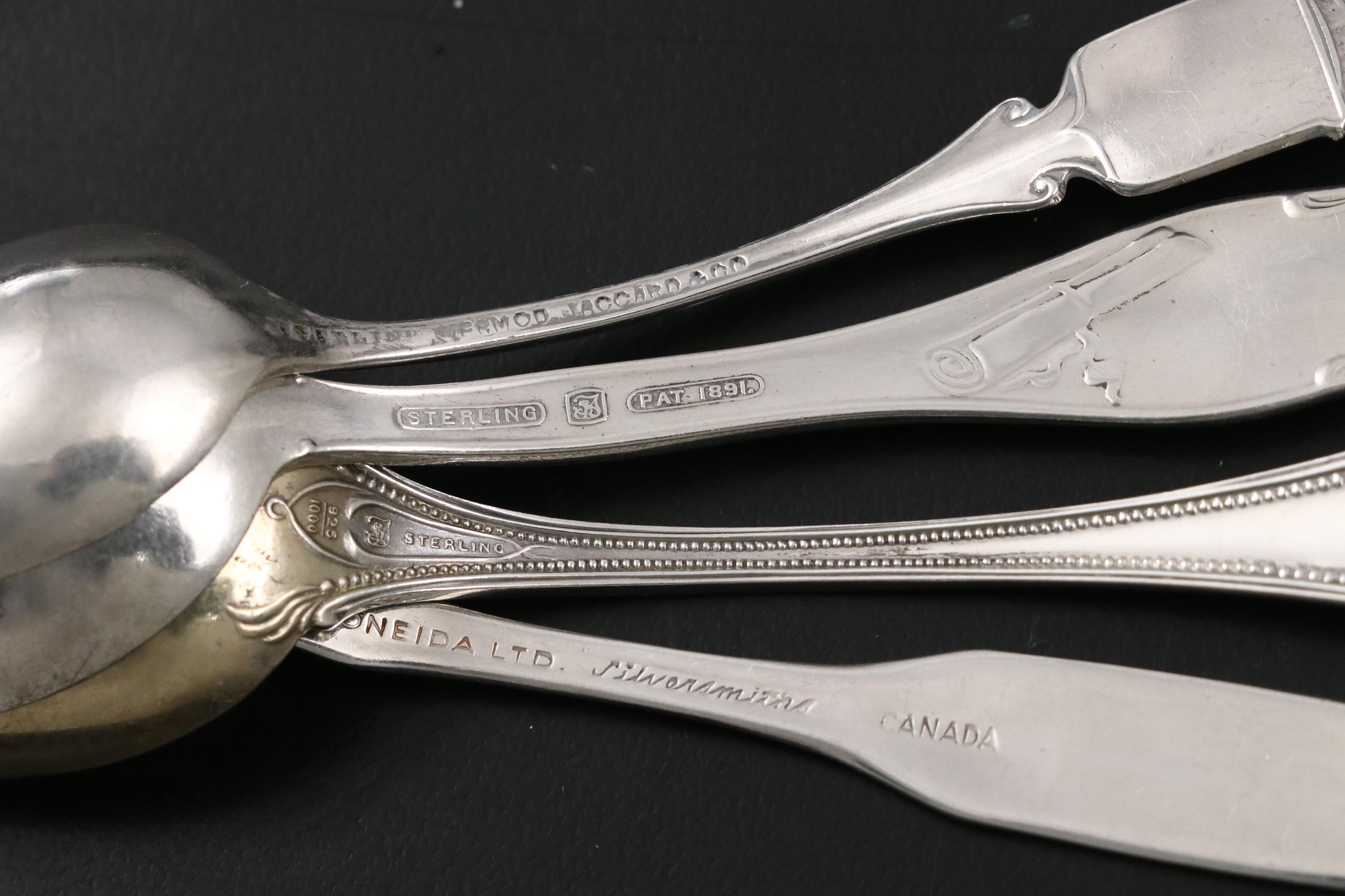 Sterling and Other Souvenir Spoons with Banner Pretend Play Flatware