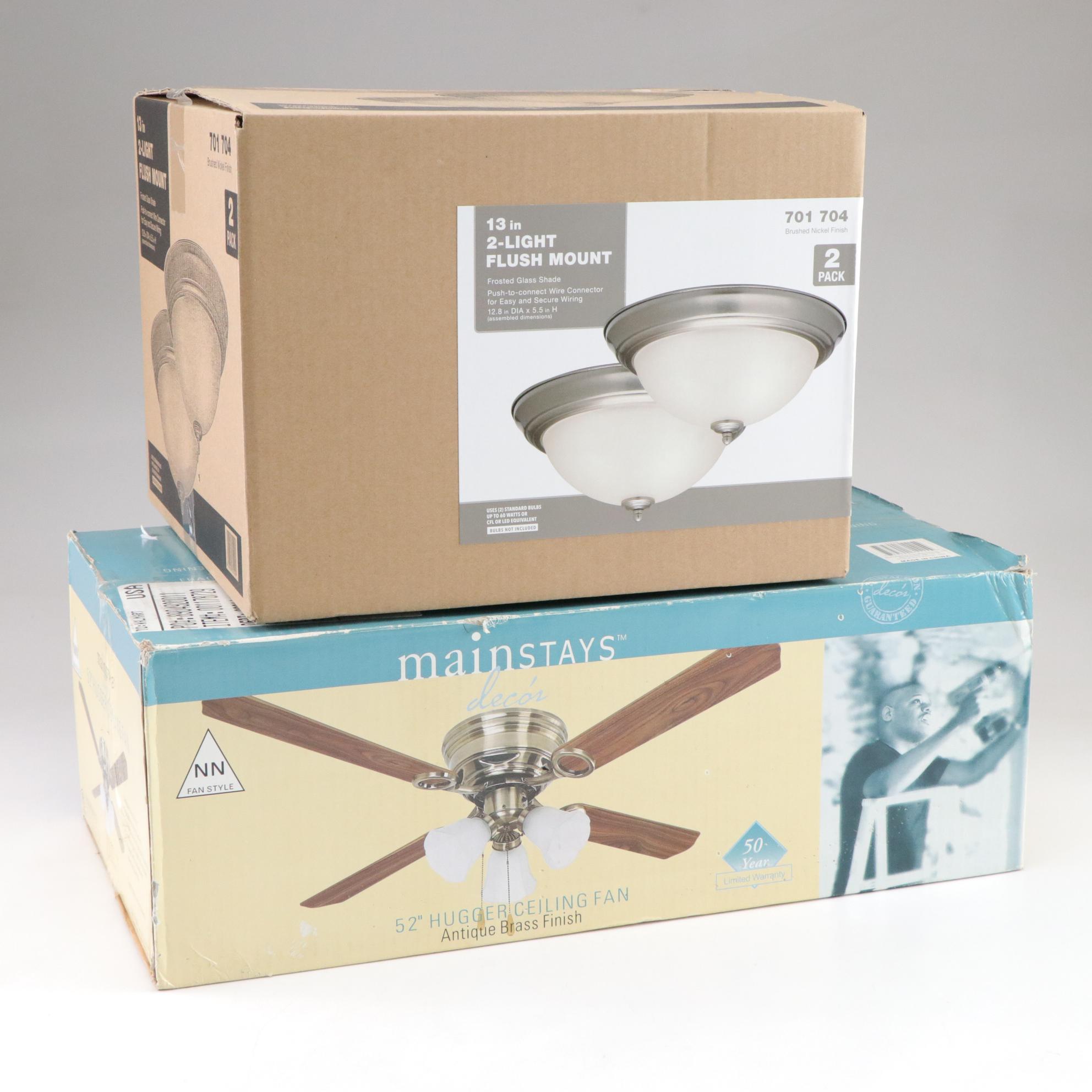 Mainstays 52" Hugger Ceiling Fan with Frosted Glass Flush Mount