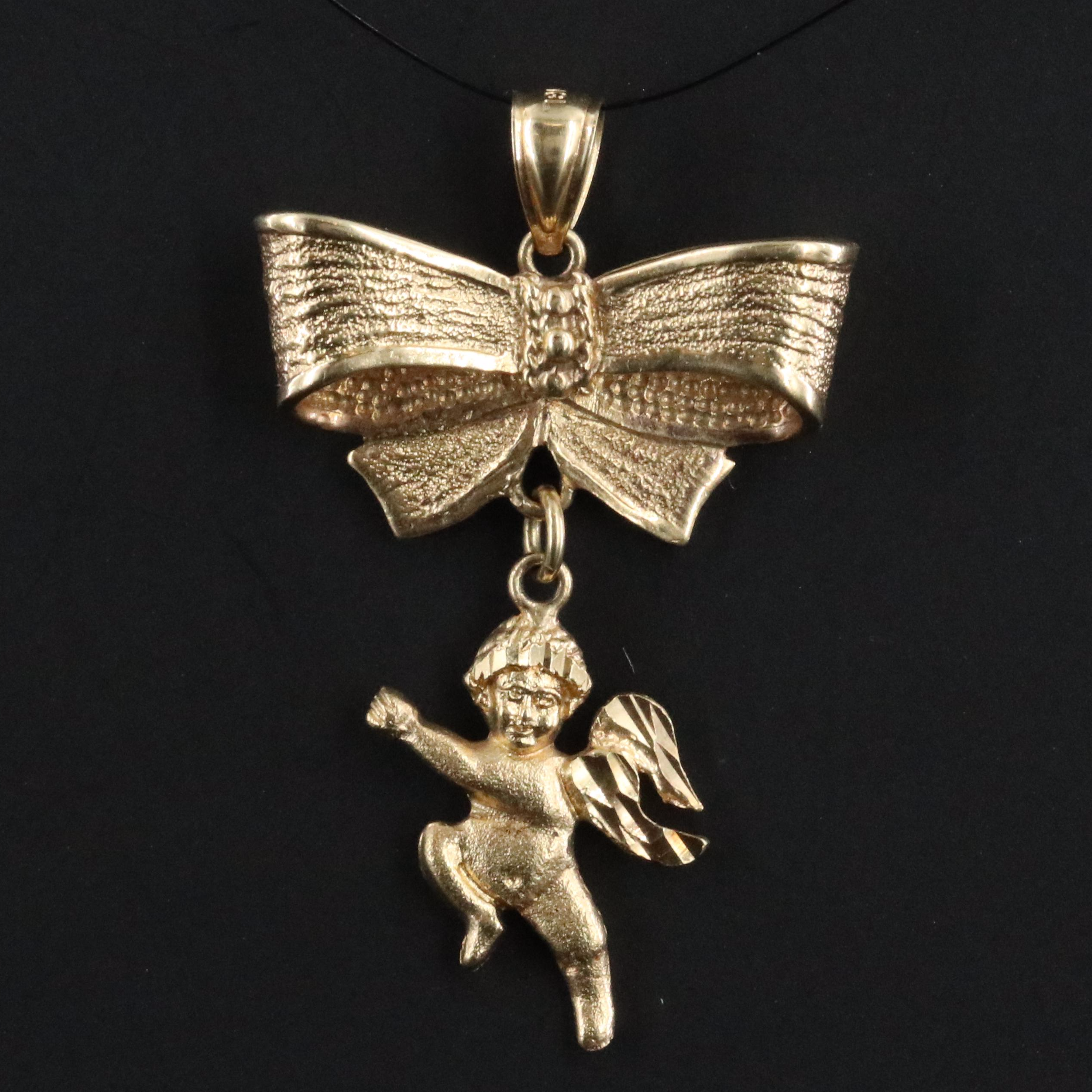 14K Cherub with Bow Pendant