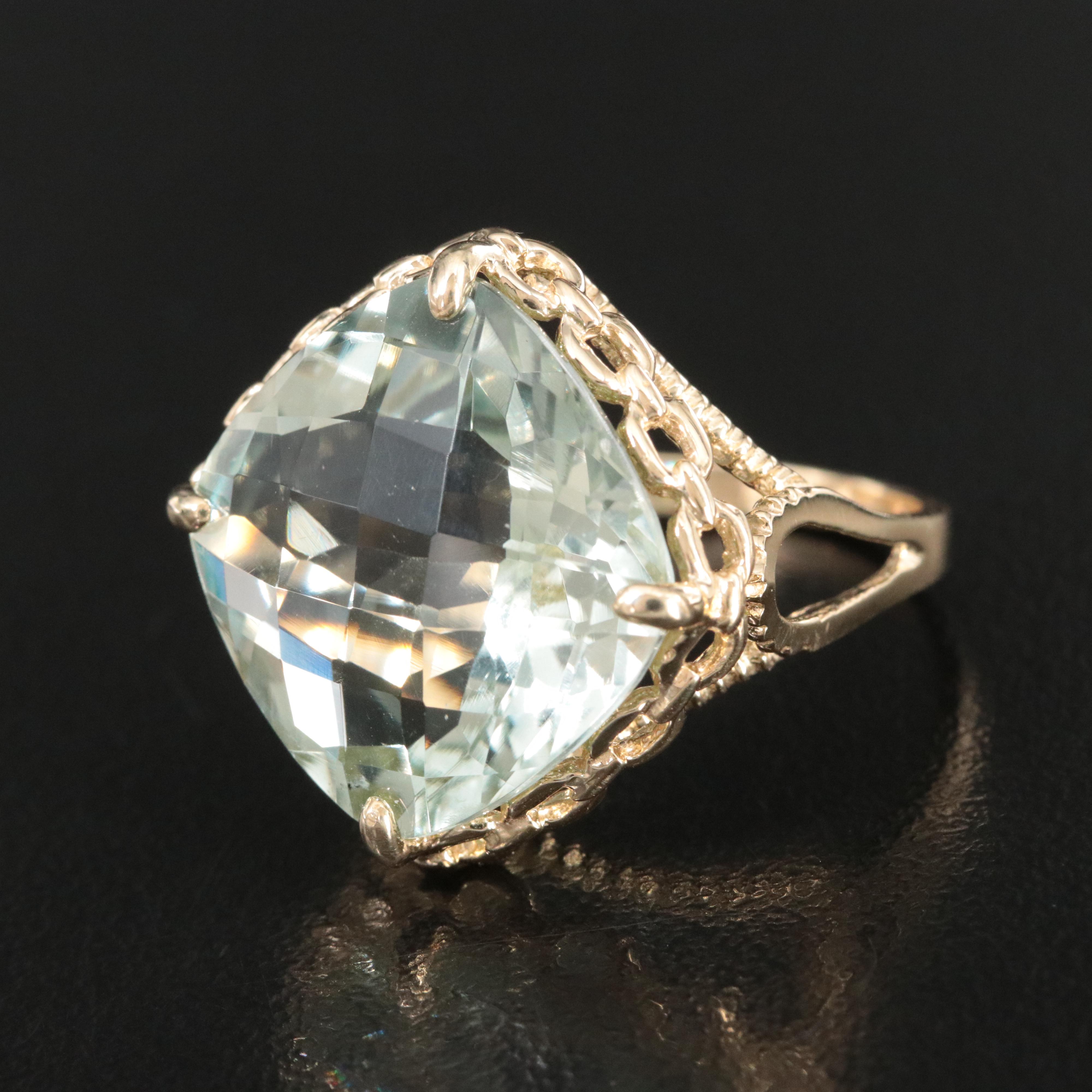 14K 14.91 CT Prasiolite Ring
