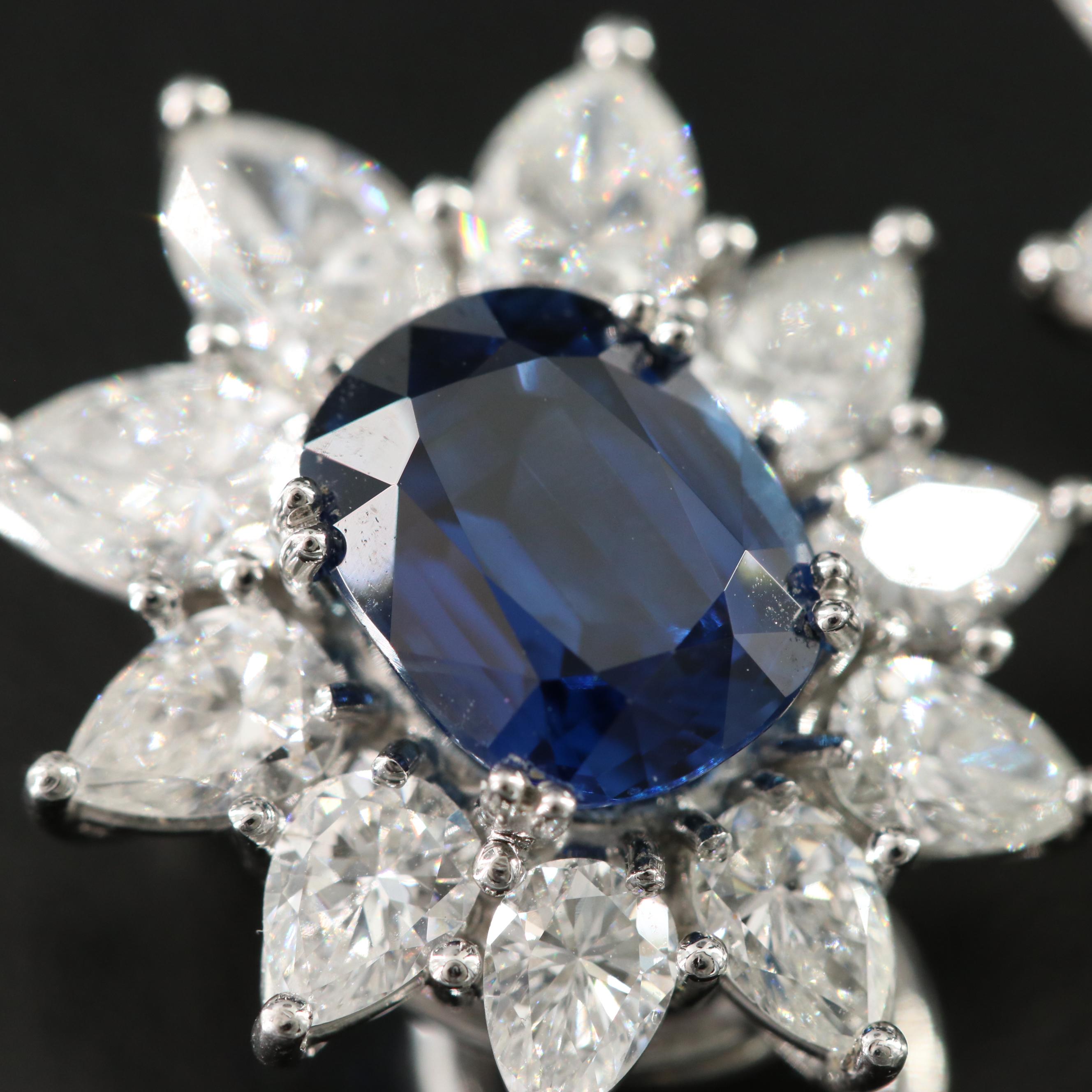 Vintage Patek Philippe Platinum 4.86 CTW Sapphire and 4.32 CTW Diamond Earrings