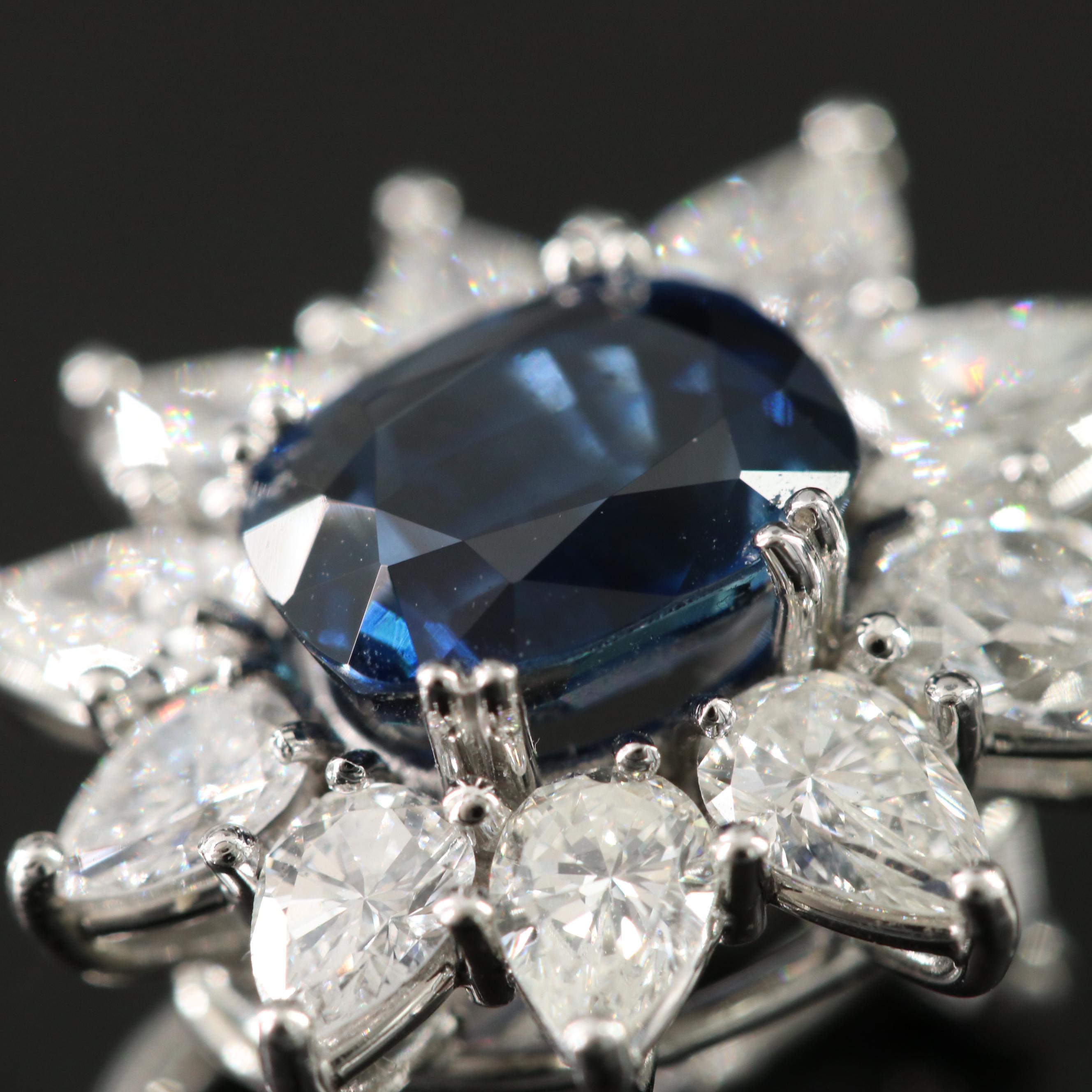 Vintage Patek Philippe Platinum 4.86 CTW Sapphire and 4.32 CTW Diamond Earrings