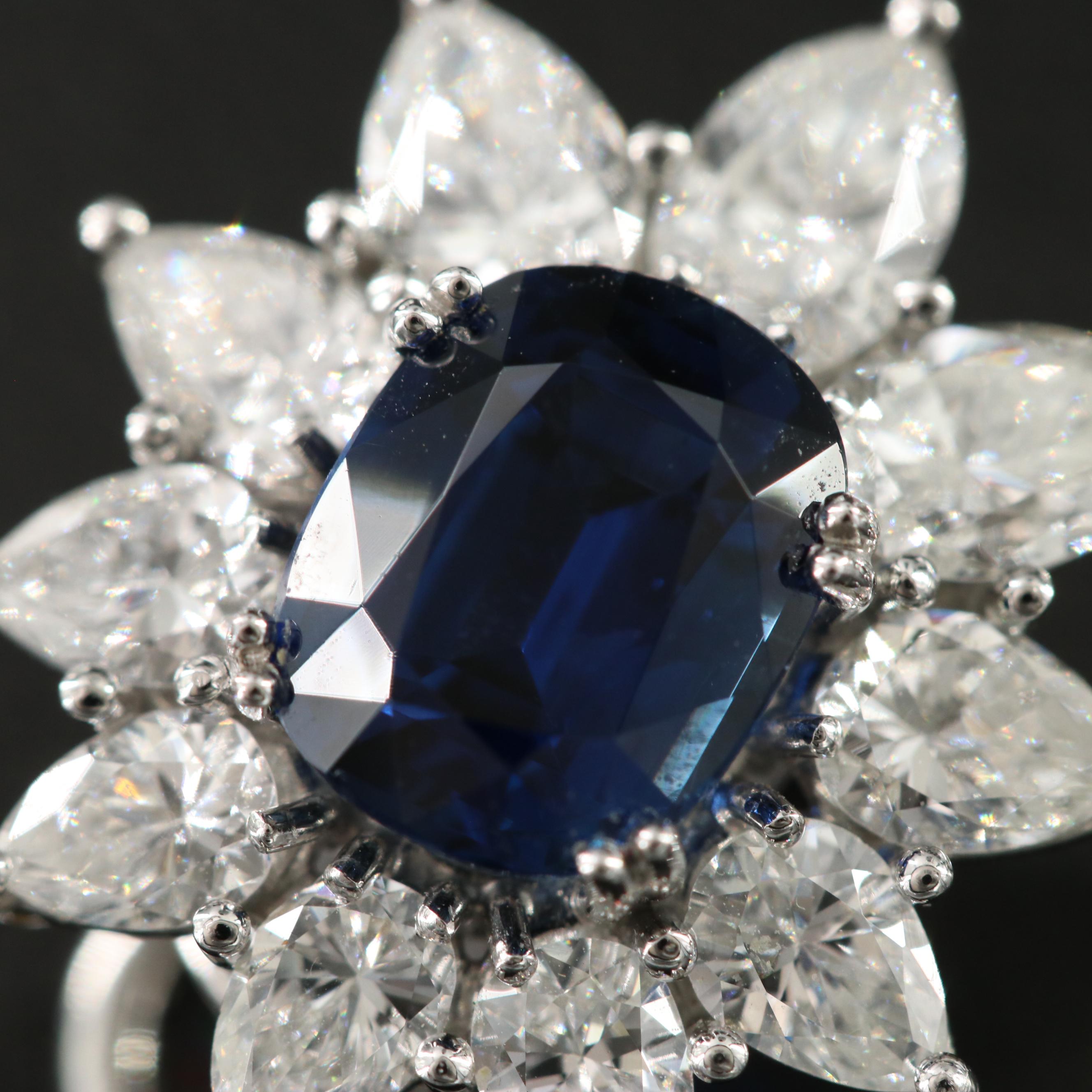 Vintage Patek Philippe Platinum 4.86 CTW Sapphire and 4.32 CTW Diamond Earrings