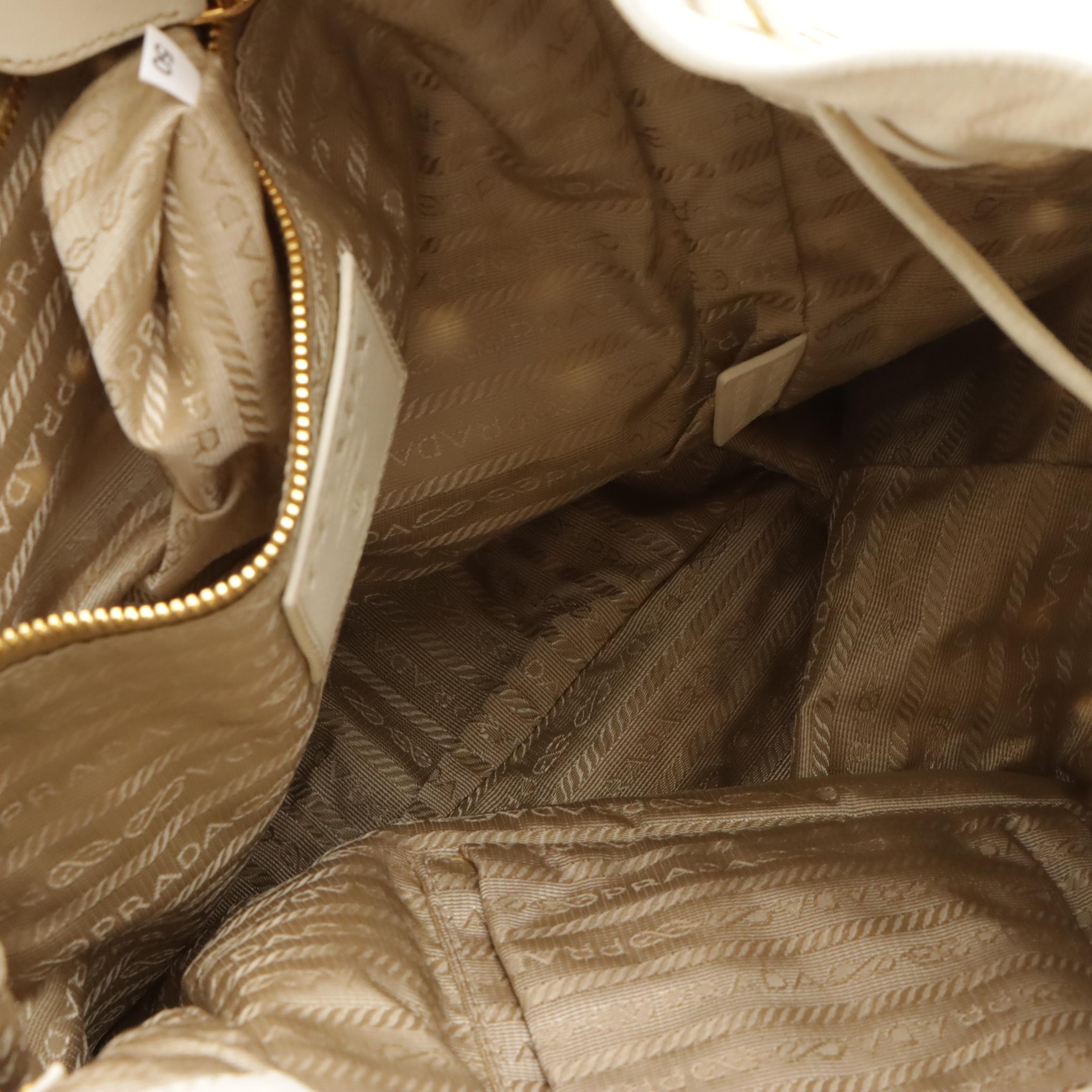 Prada Drawstring Grommet Shopping Tote BR3552 in Cera Antique Leather