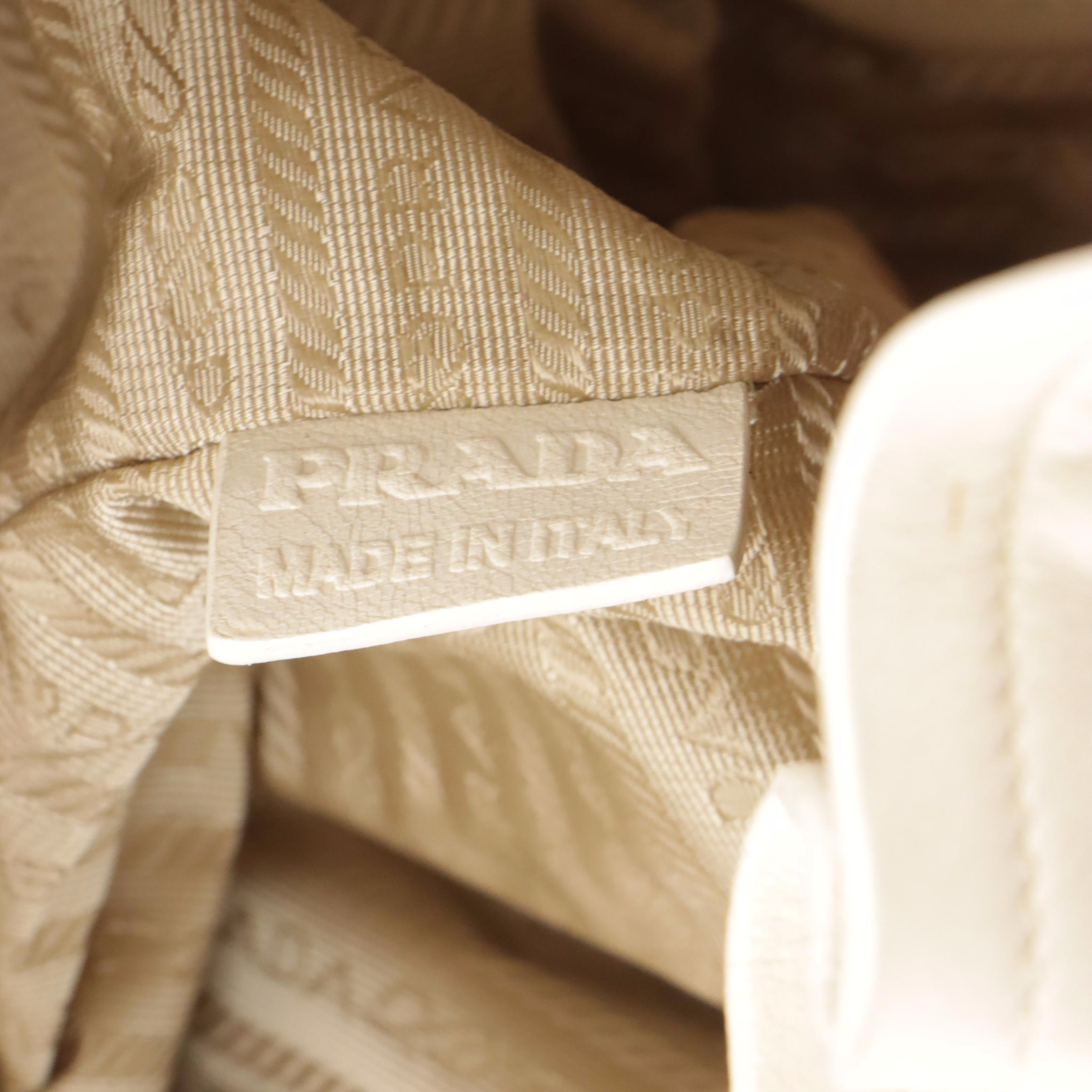 Prada Drawstring Grommet Shopping Tote BR3552 in Cera Antique Leather